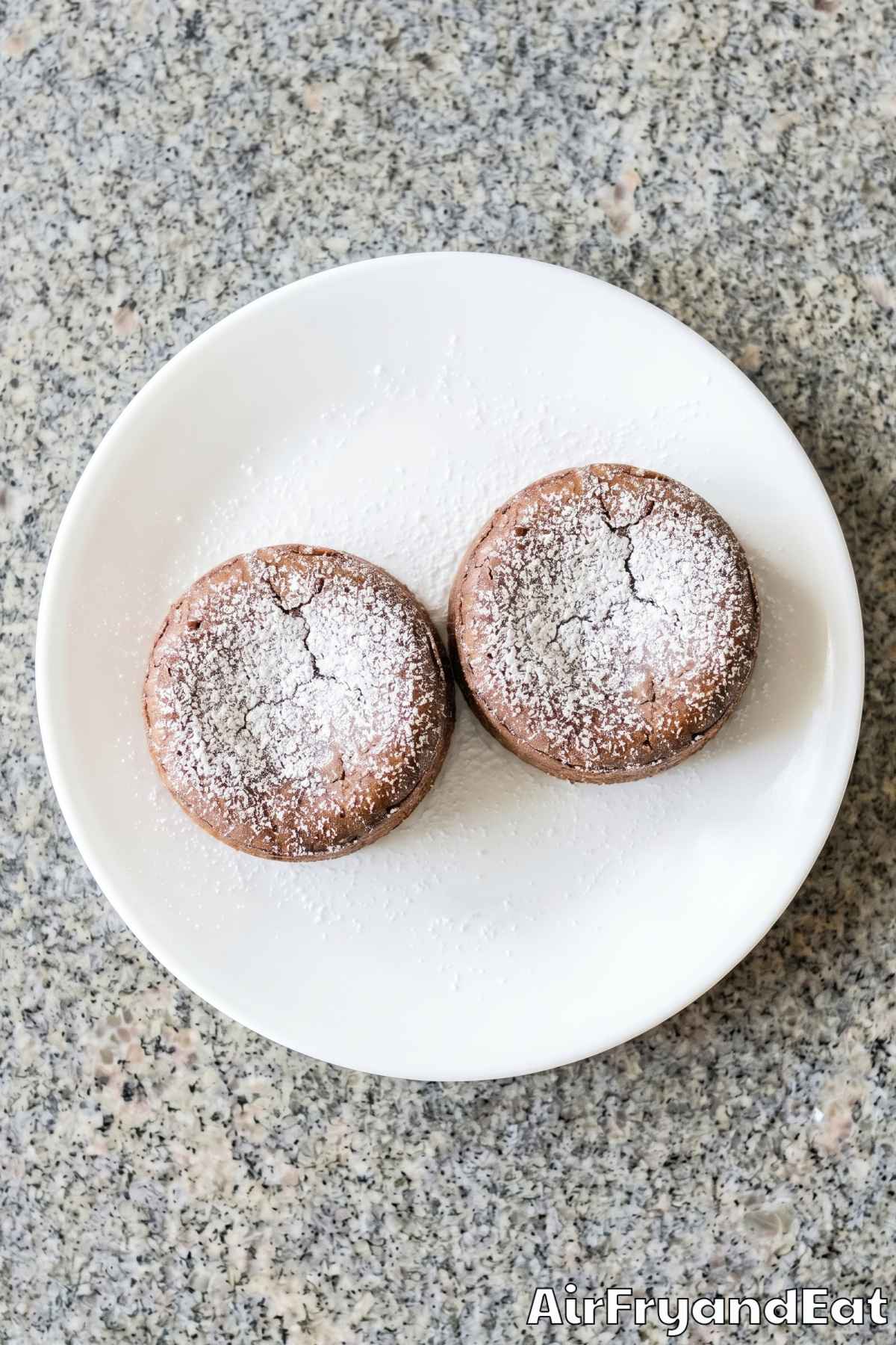 homemade air fryer chocolate lava cakes