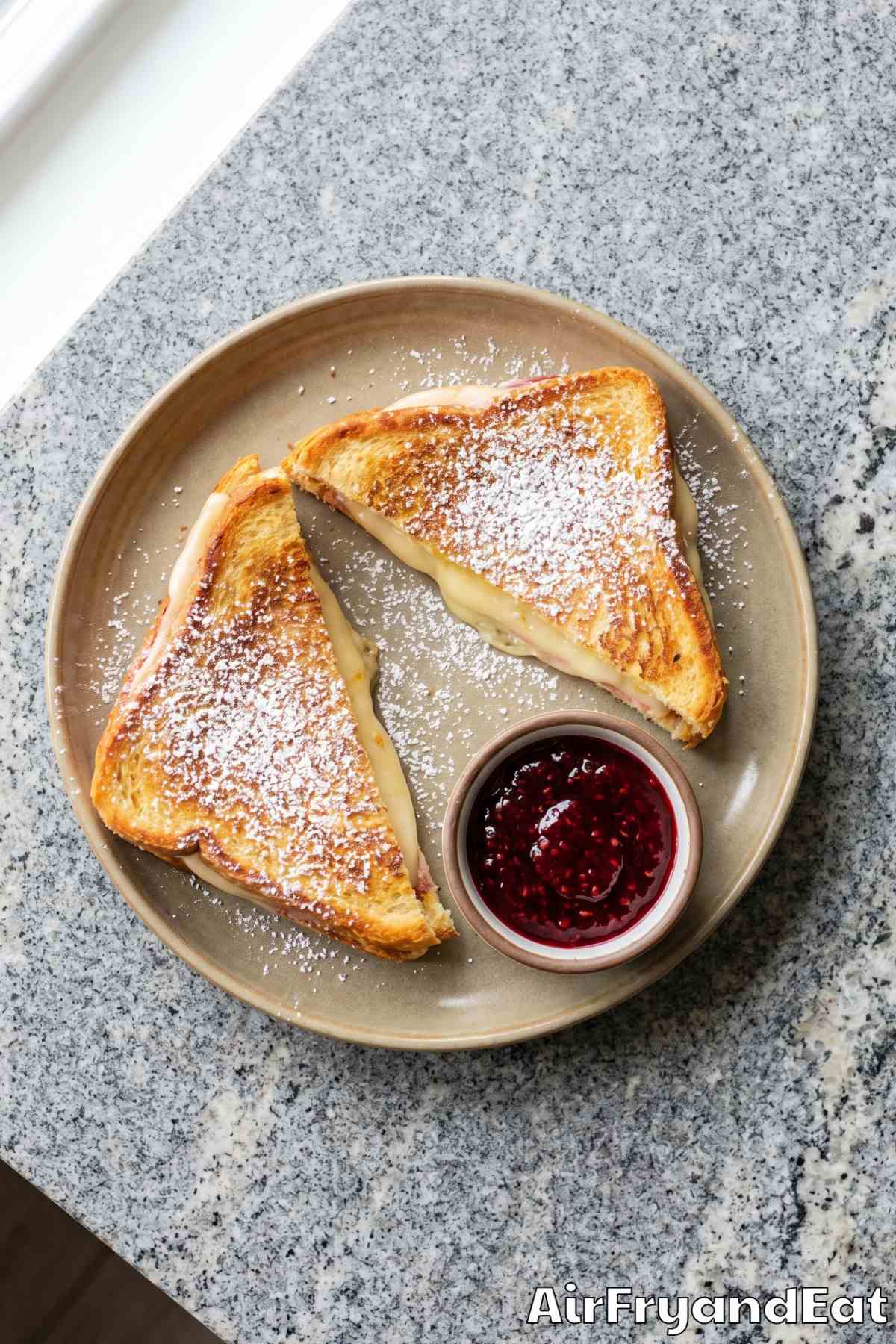 Easy air fryer Monte Cristo on a plate