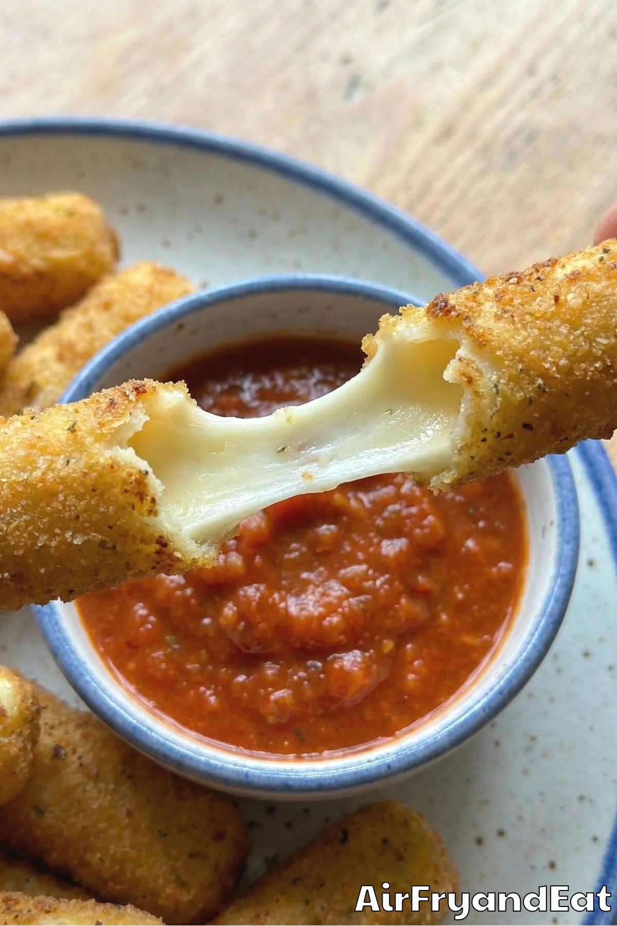 Homemade air fryer mozzarella sticks