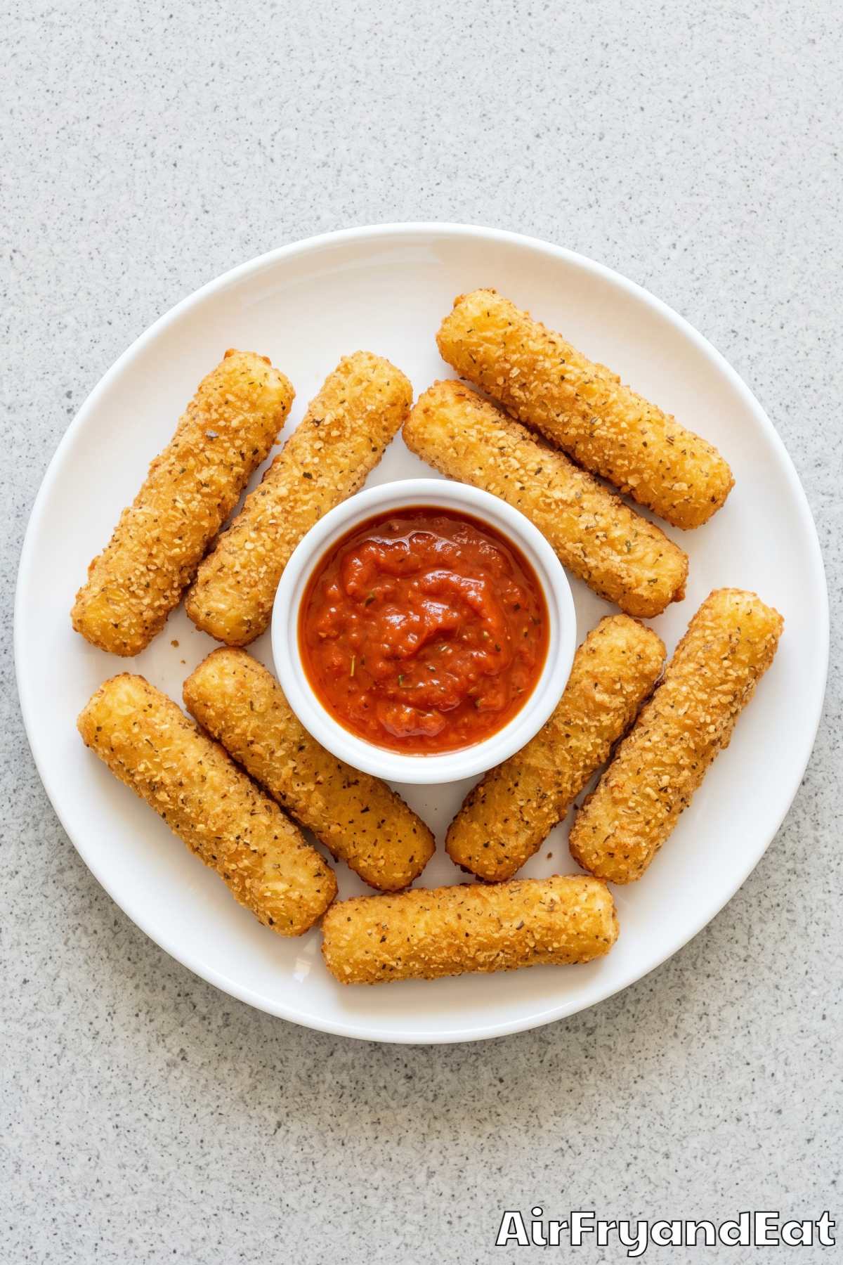 golden mozzarella sticks from air fryer