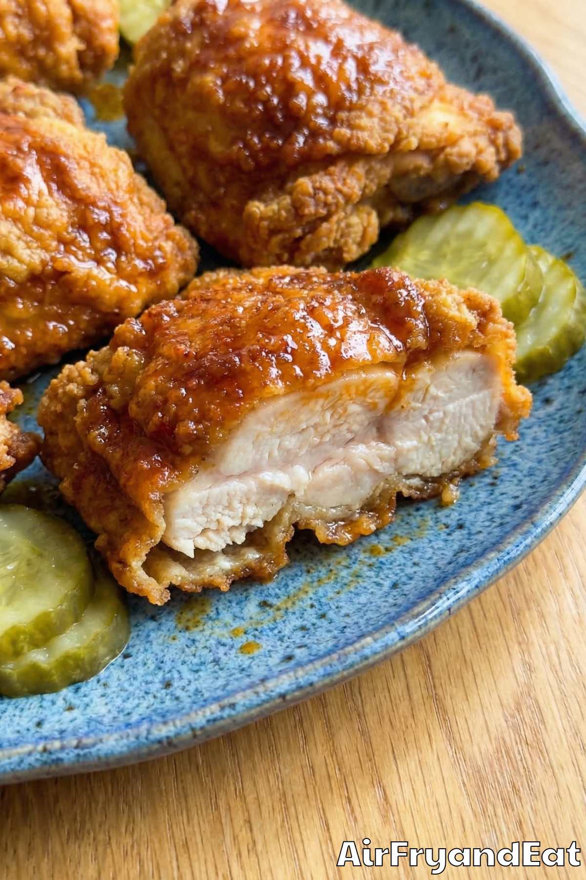 Fiery air fryer Nashville hot chicken thighs