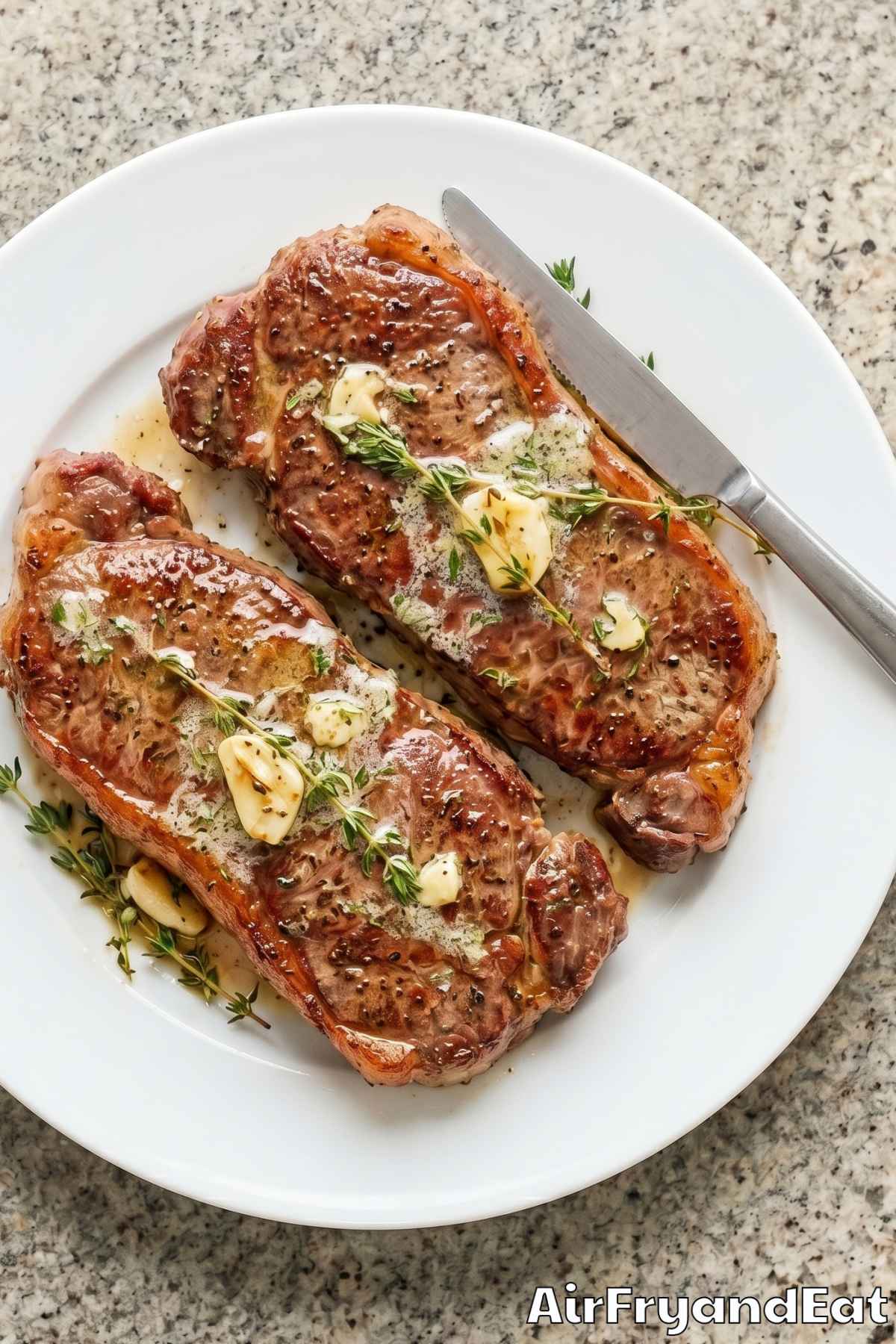 Easy air fryer New York strip dinner