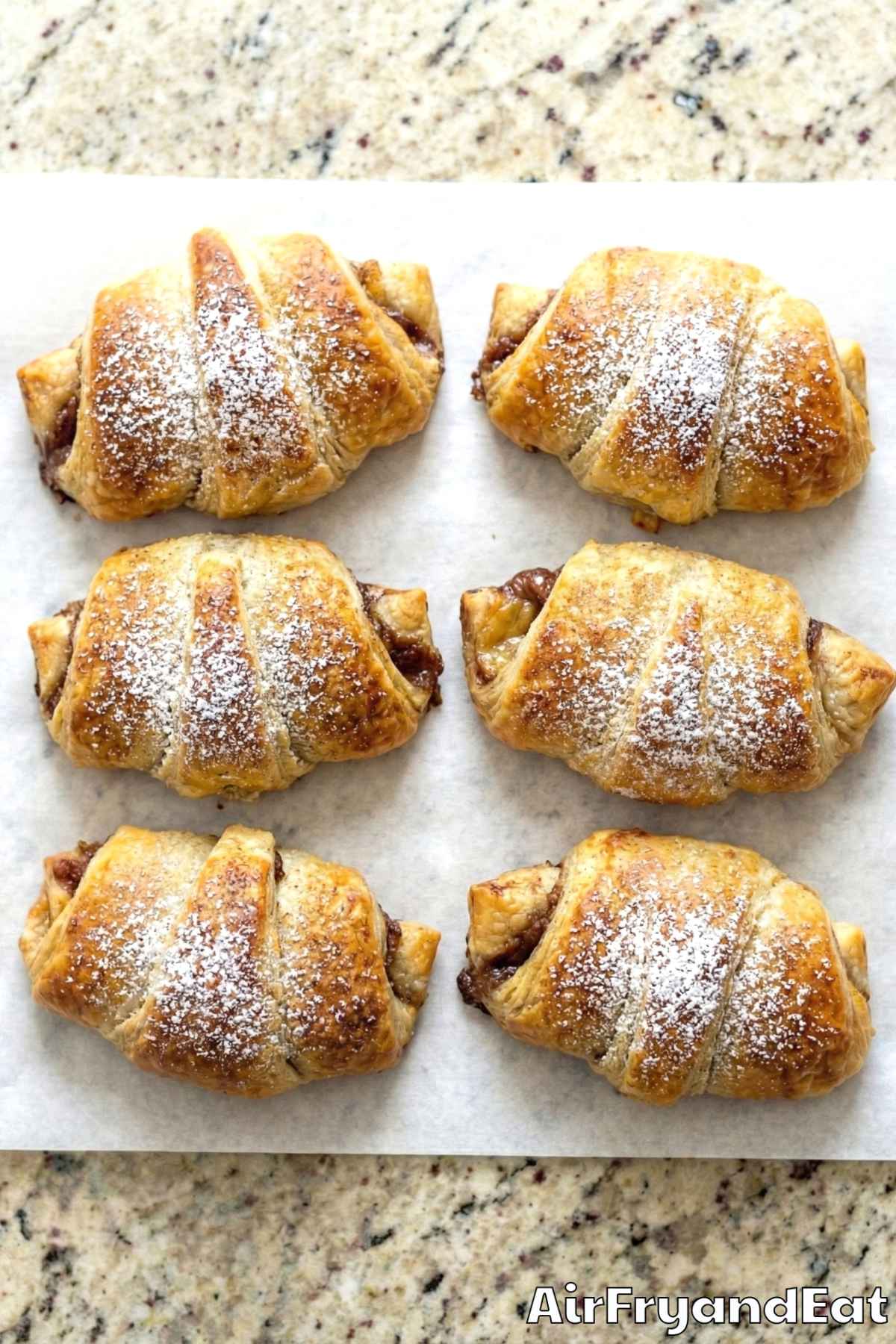 Buttery air fryer Nutella banana pastry rolls