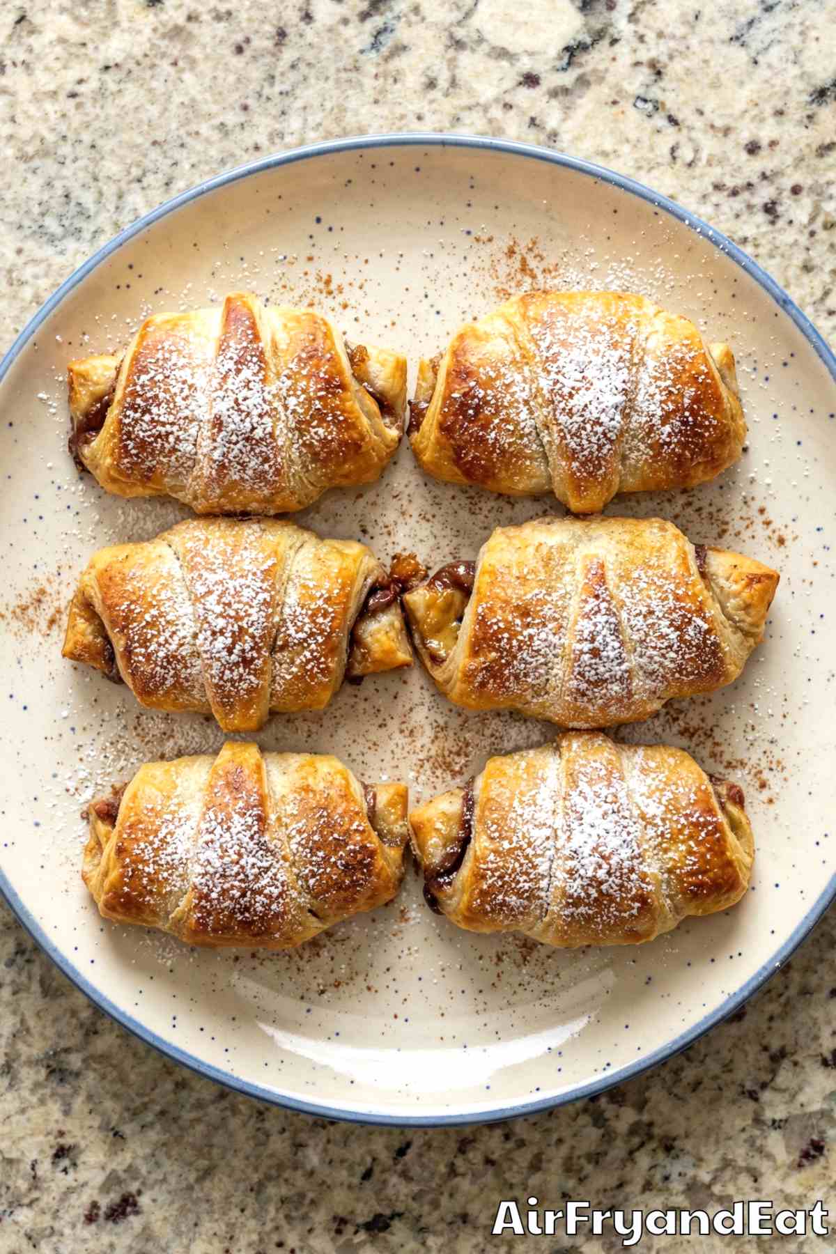 Easy air fryer Nutella banana pastry rolls