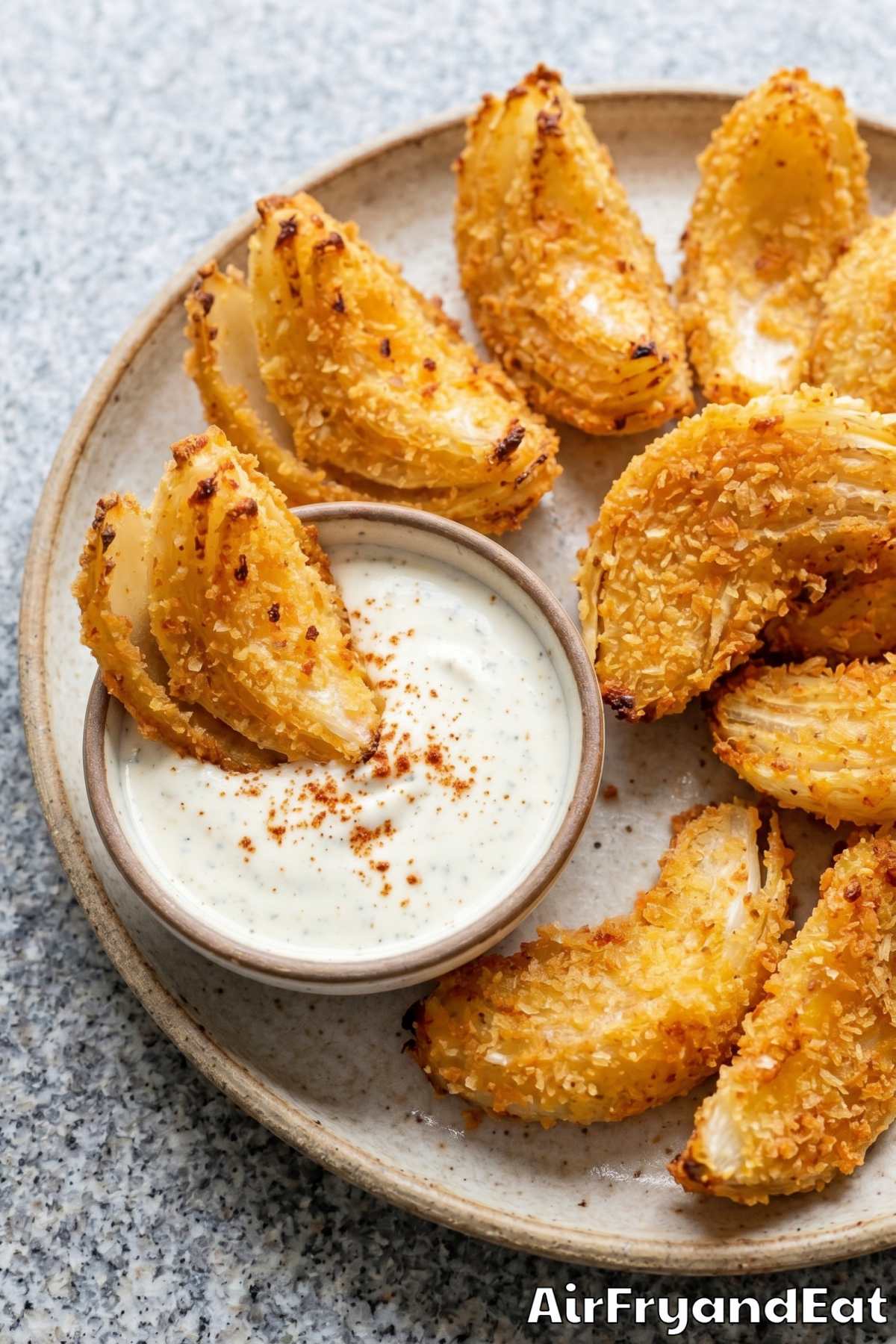 Savory air fryer onion petals served warm