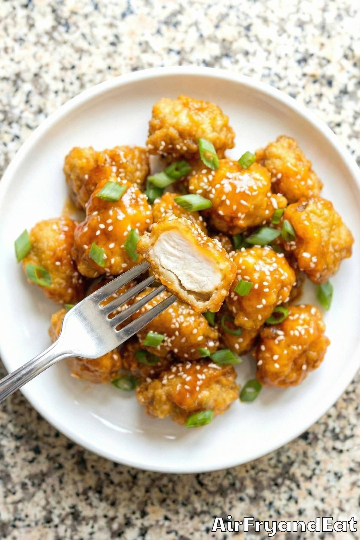 Zesty air fryer orange chicken in a bowl