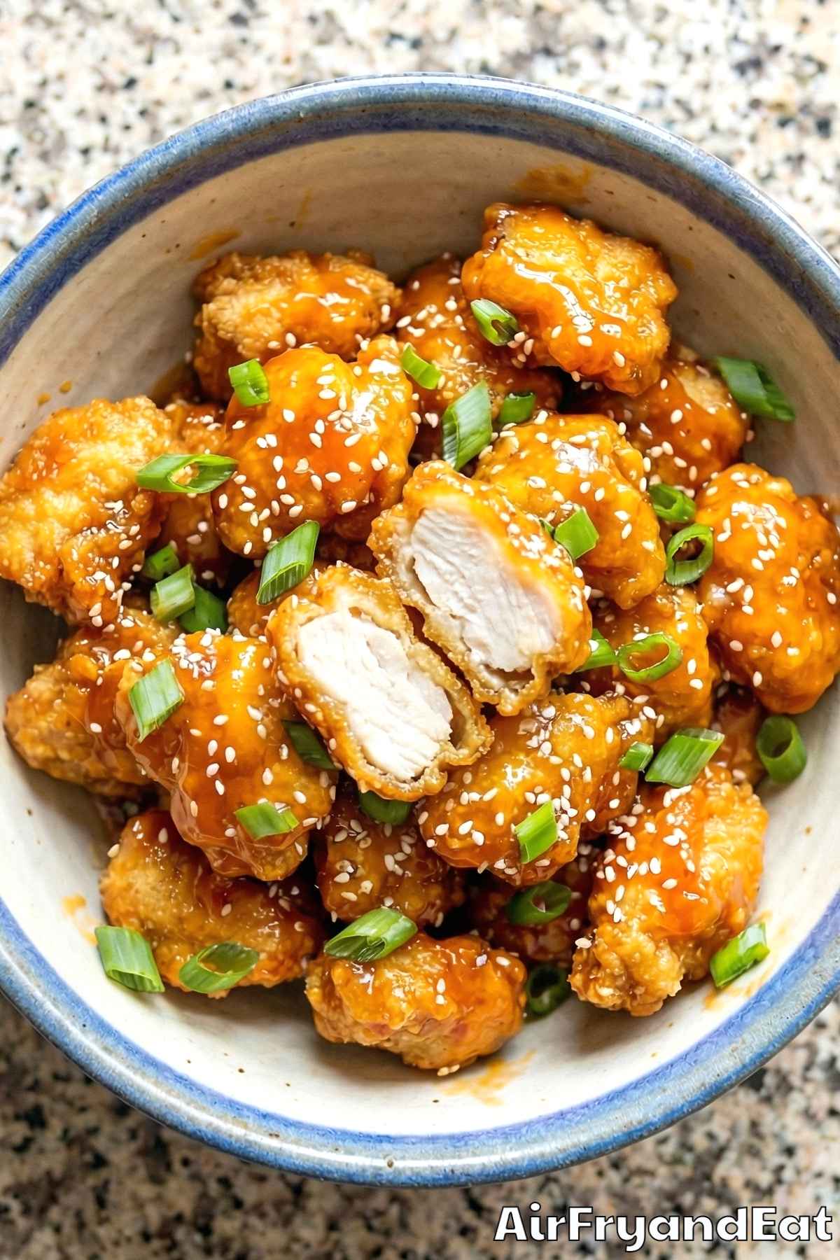 Savory air fryer orange chicken dinner