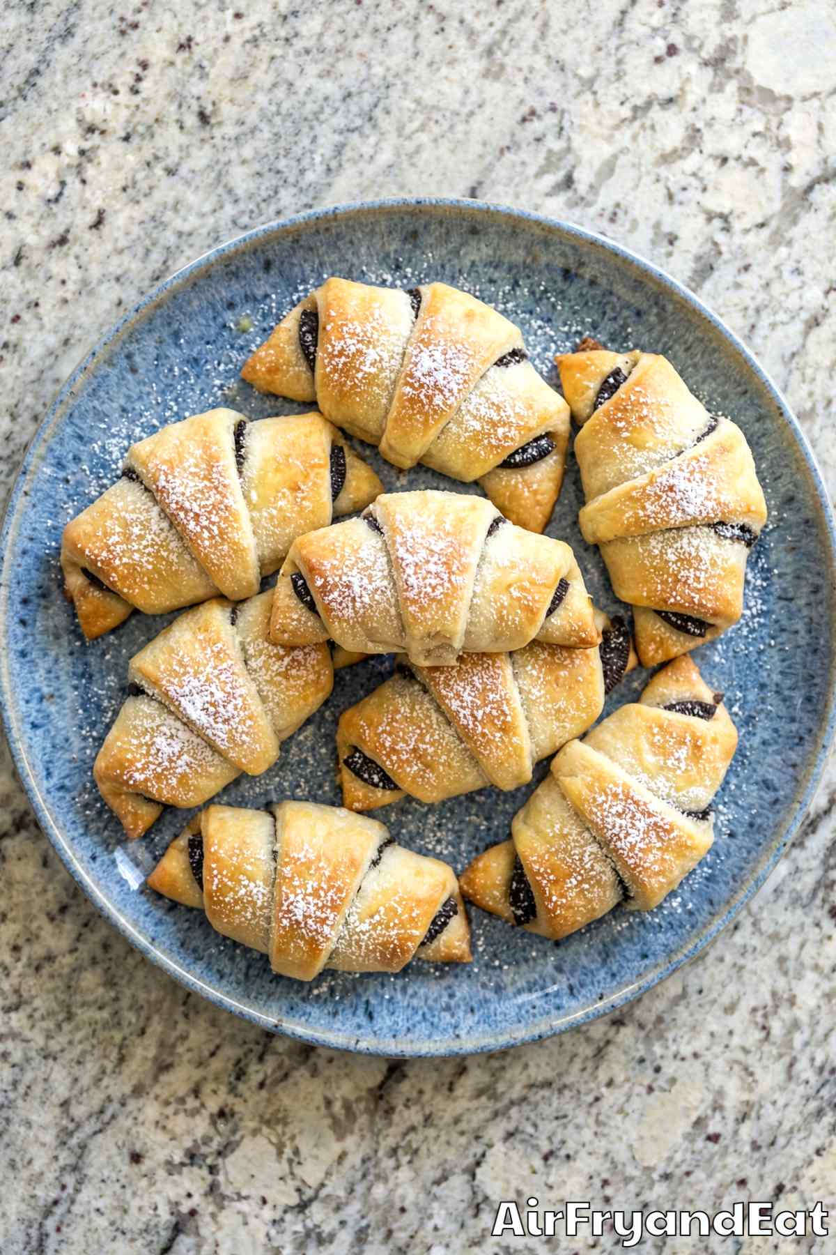 Decadent air fryer Oreo stuffed croissants