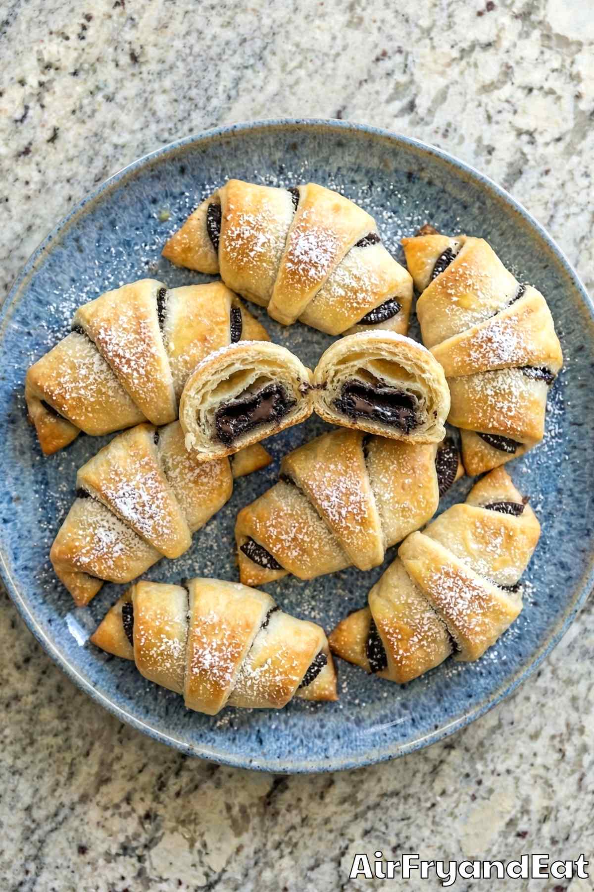 Crispy air fryer Oreo stuffed croissants