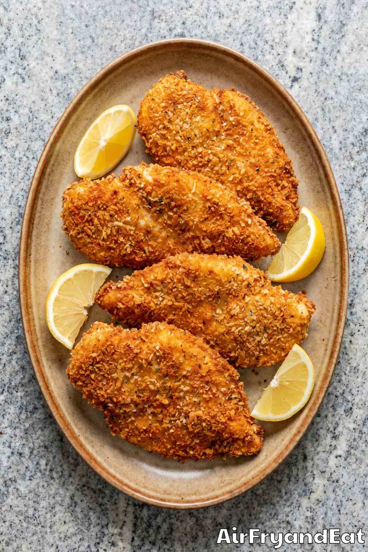 Golden air fryer panko chicken pieces