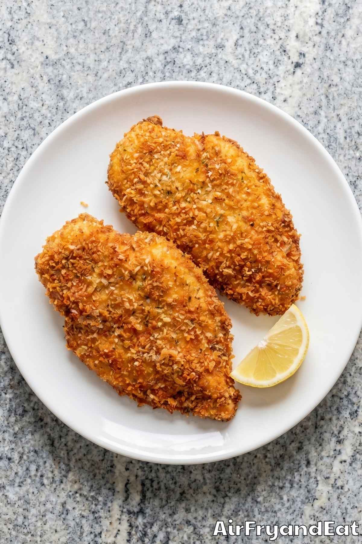 Crunchy air fryer panko chicken closeup