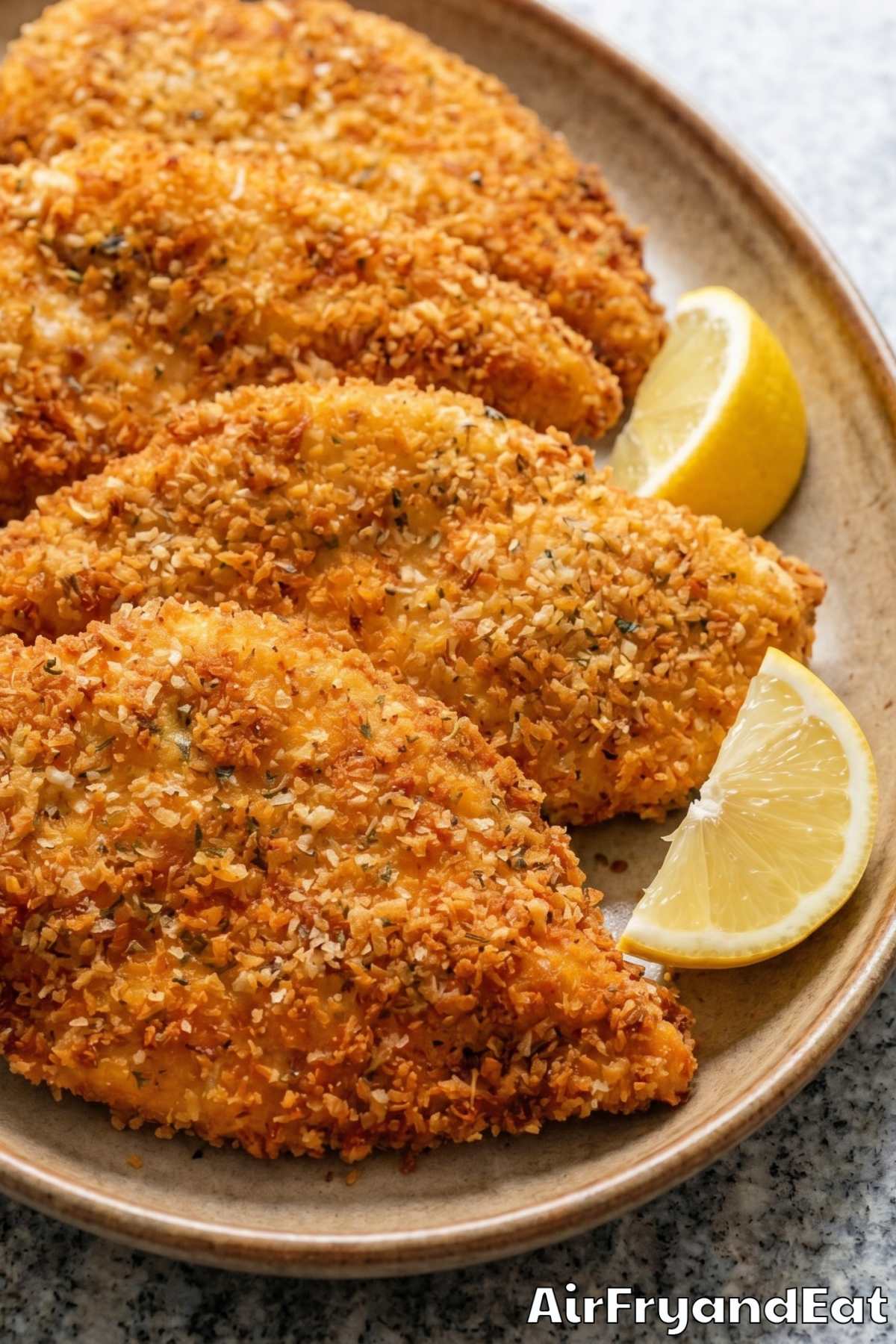 Homemade air fryer panko chicken dinner
