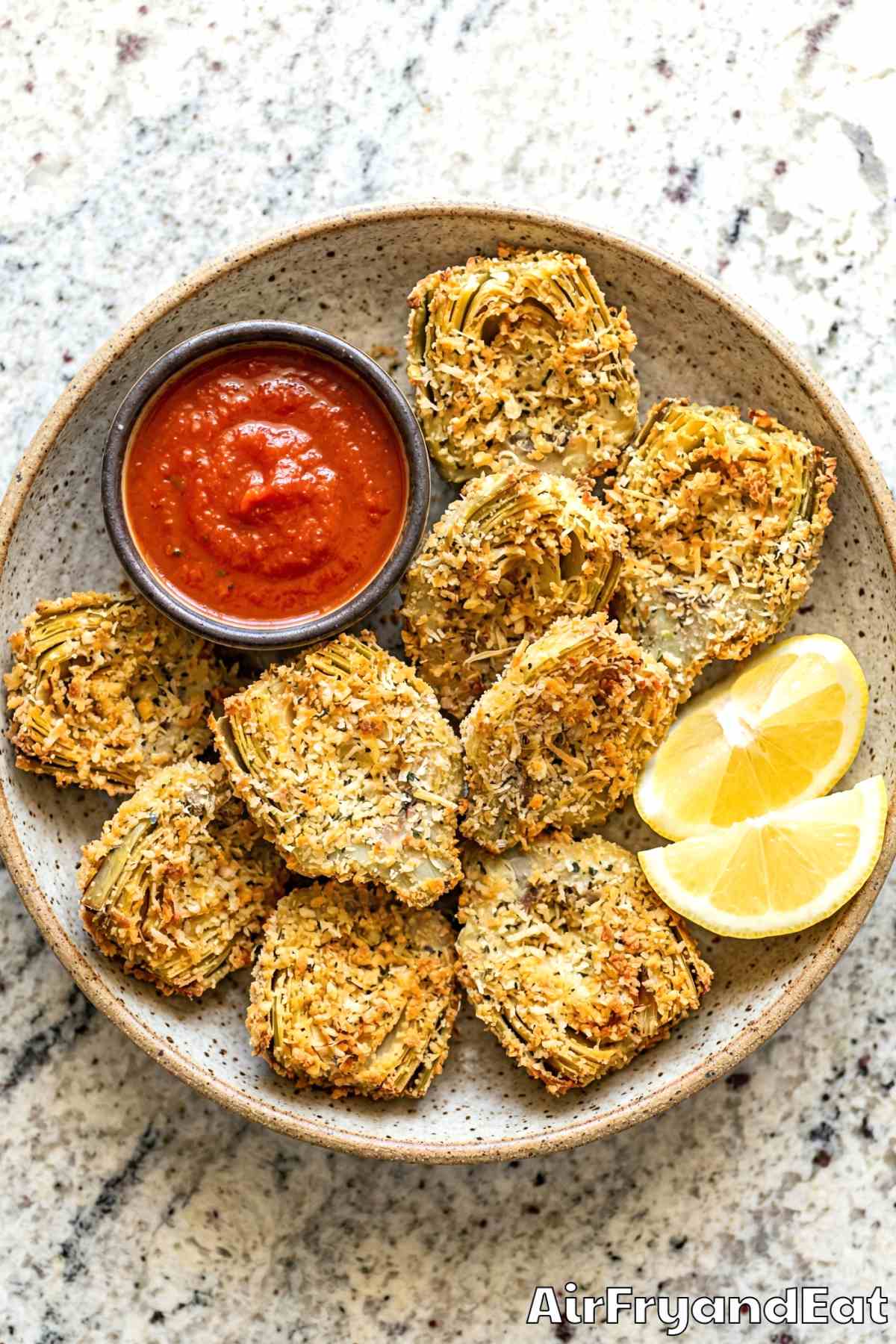 Crispy air fryer parmesan artichoke hearts