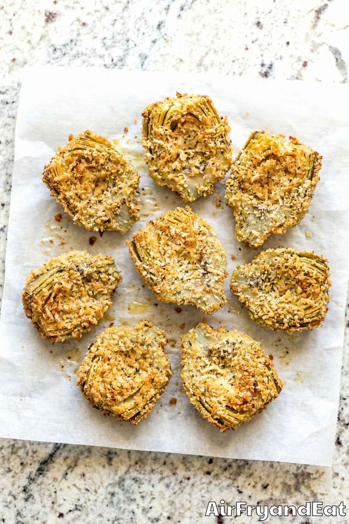Tender air fryer parmesan artichoke hearts