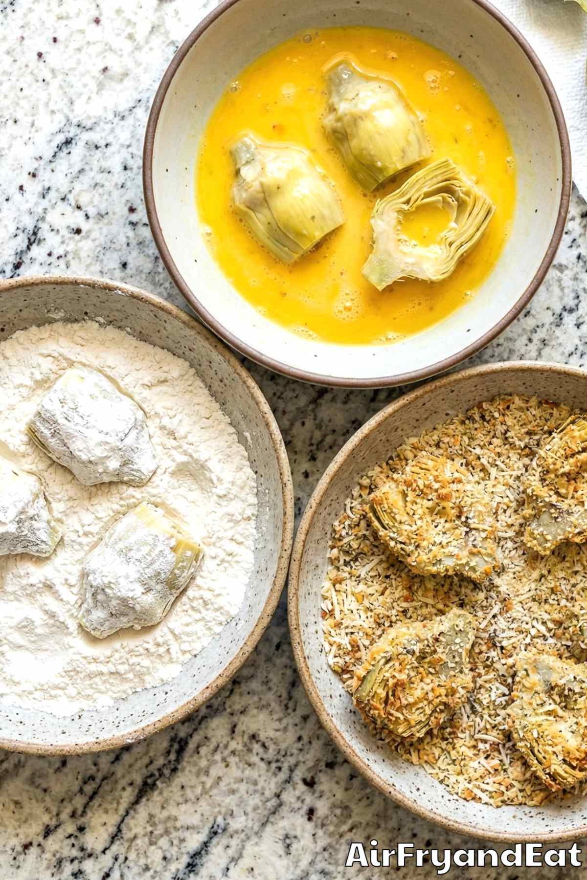 Air Fryer Parmesan Artichoke Hearts Step 3