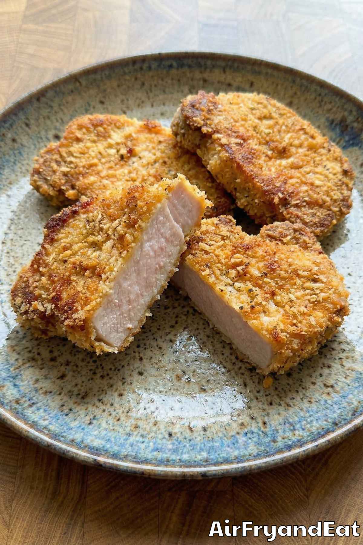 Juicy air fryer parmesan crusted pork chops