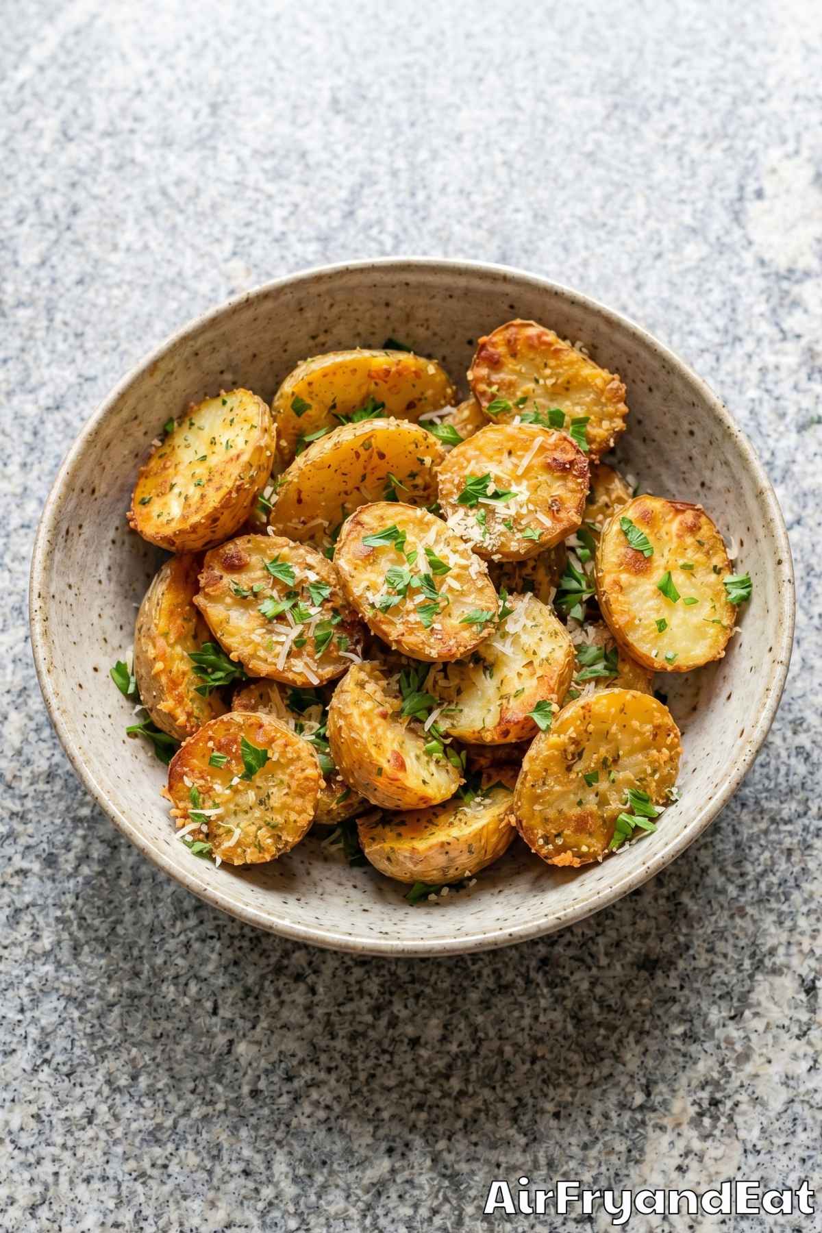 Easy air fryer parmesan potatoes ready to eat