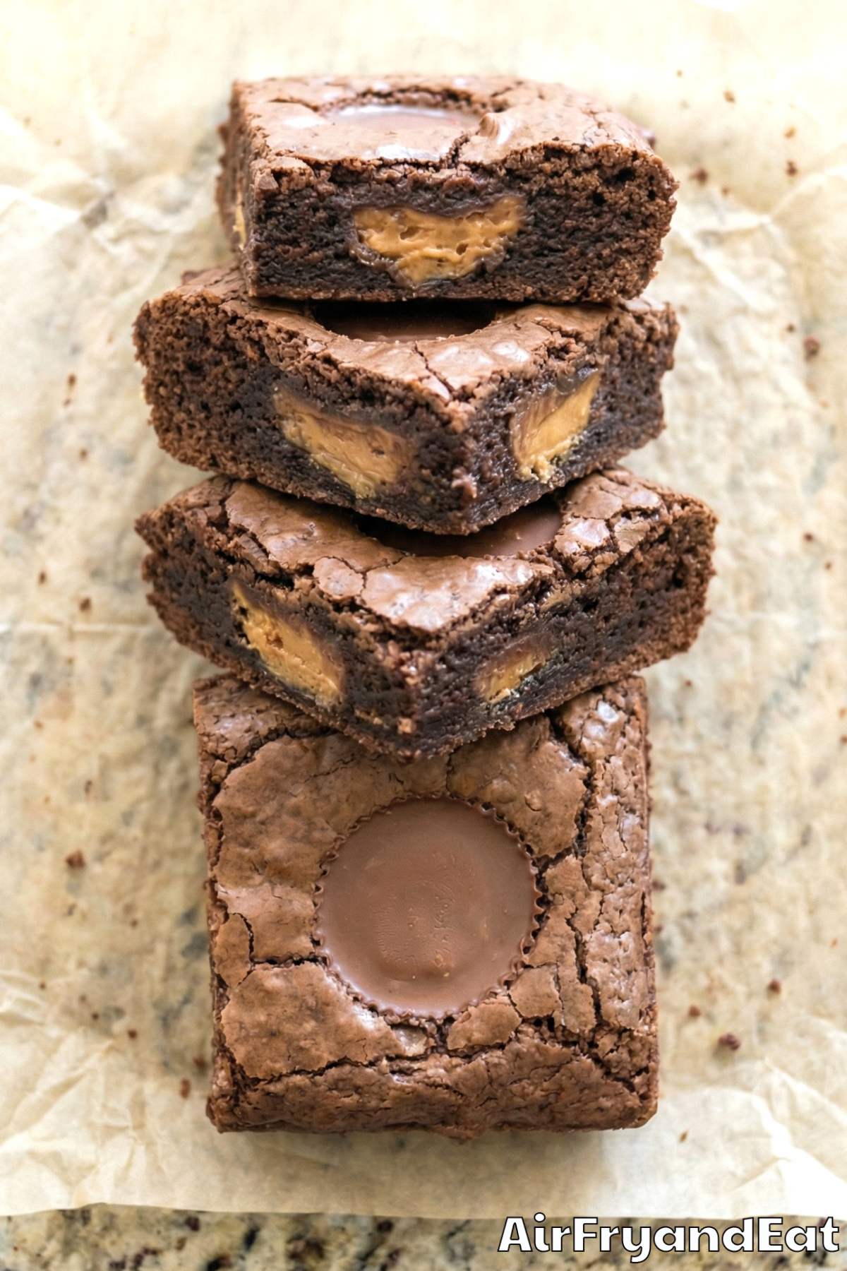 Easy air fryer peanut butter cup brownies