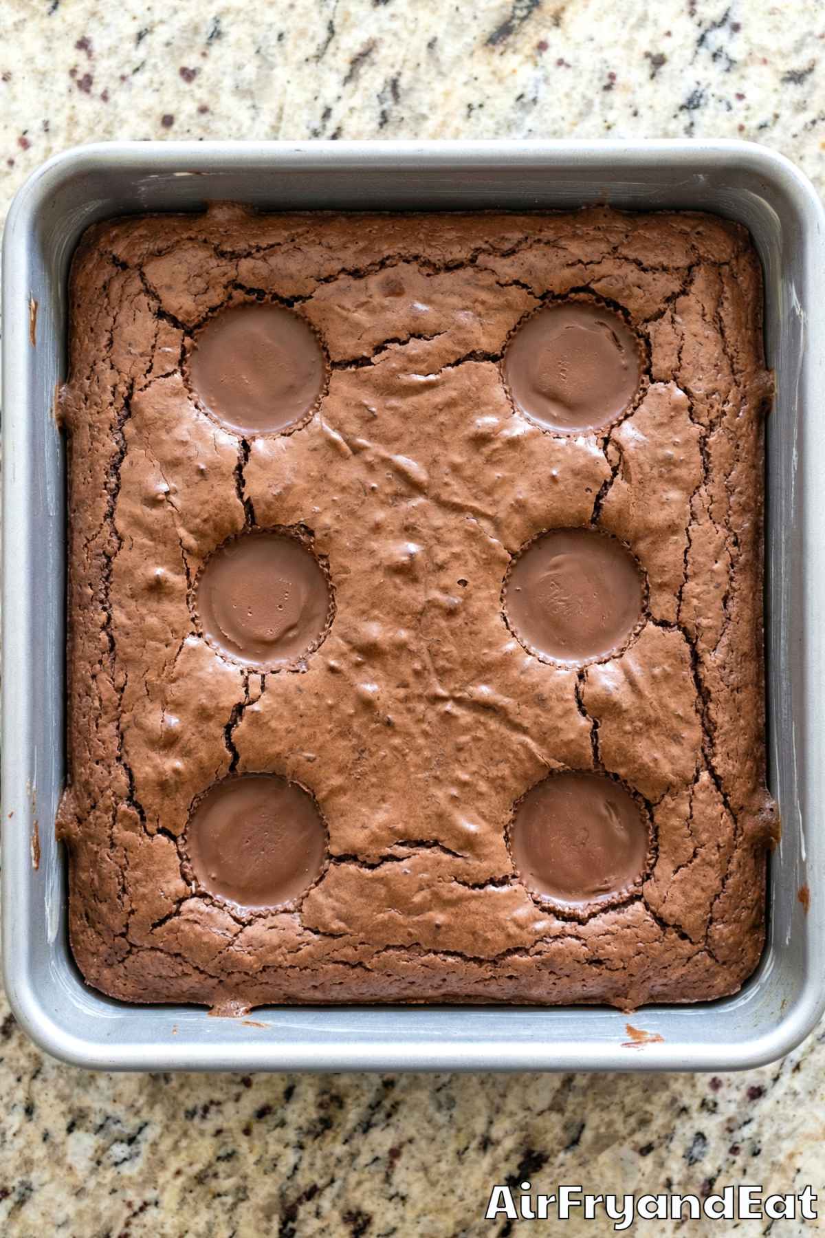 Homemade air fryer peanut butter cup brownies