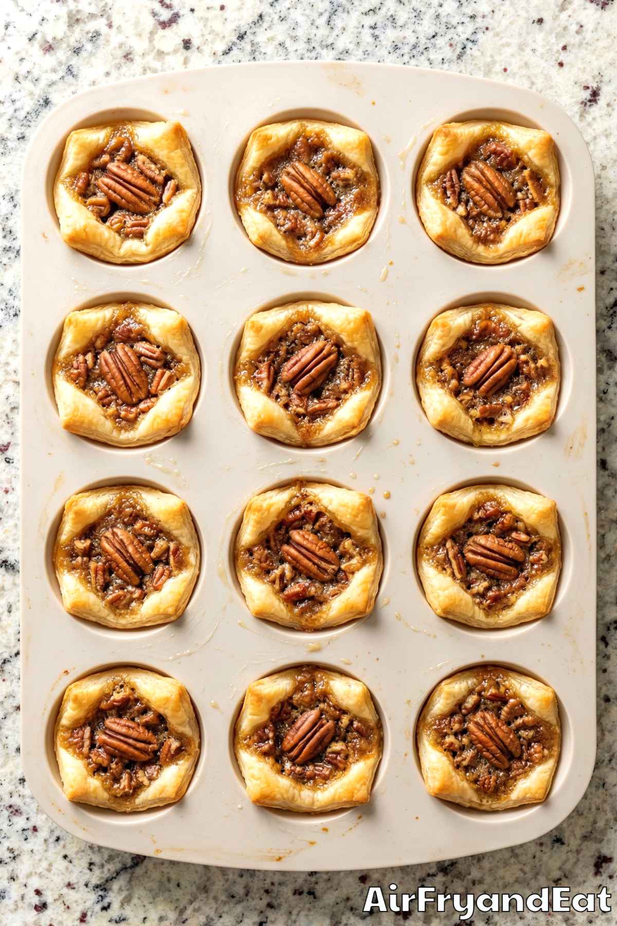 Sweet air fryer pecan pie bites on parchment