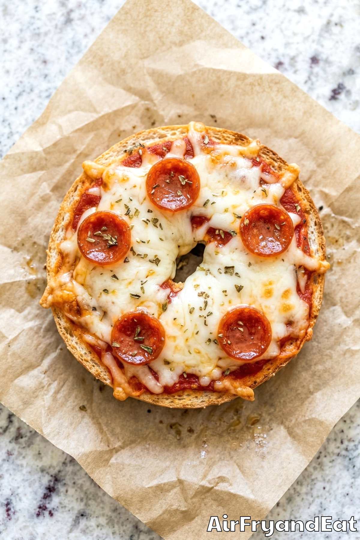 Toasty air fryer pepperoni pizza bagel halves