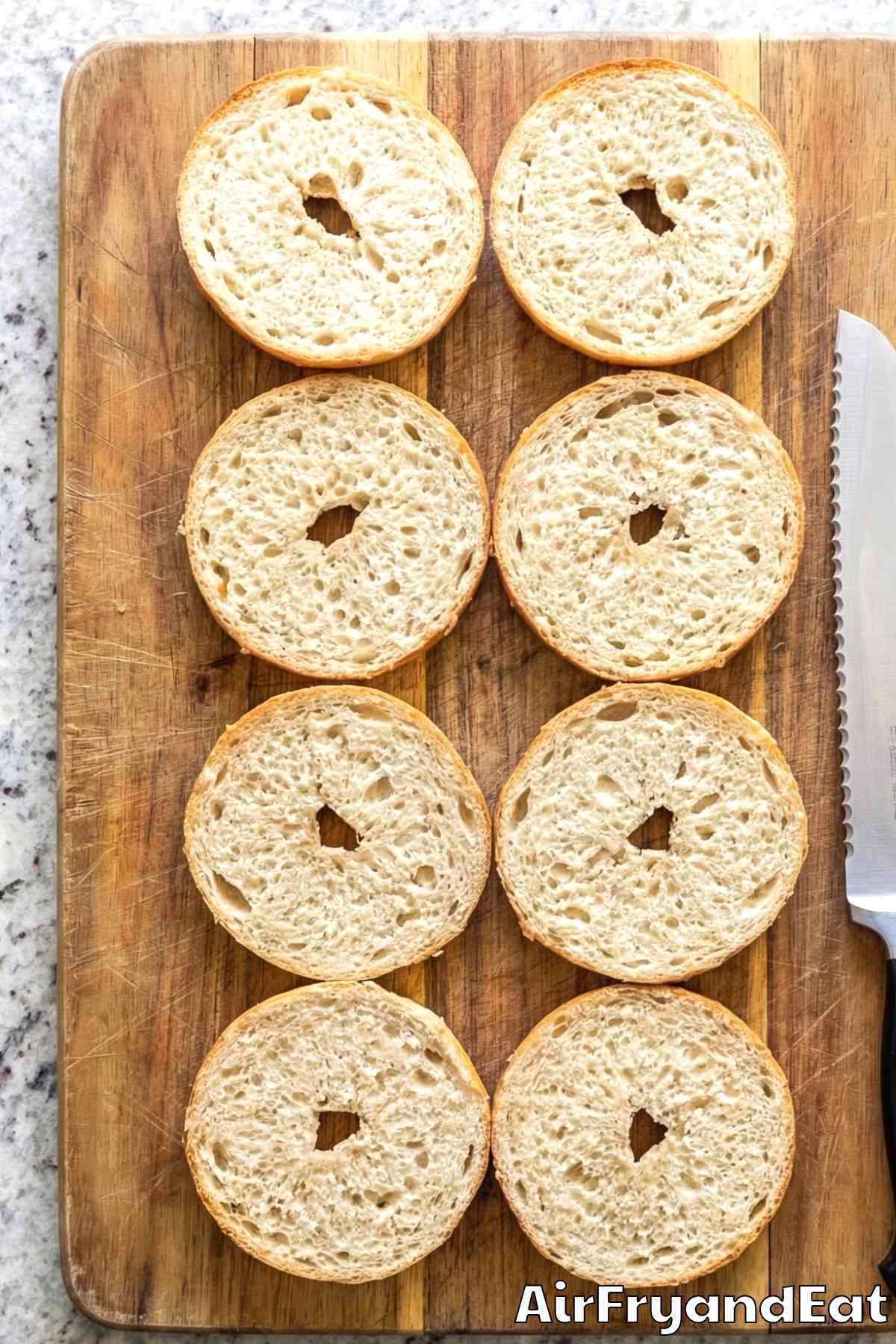 Air Fryer Pepperoni Pizza Bagel Halves Step 1