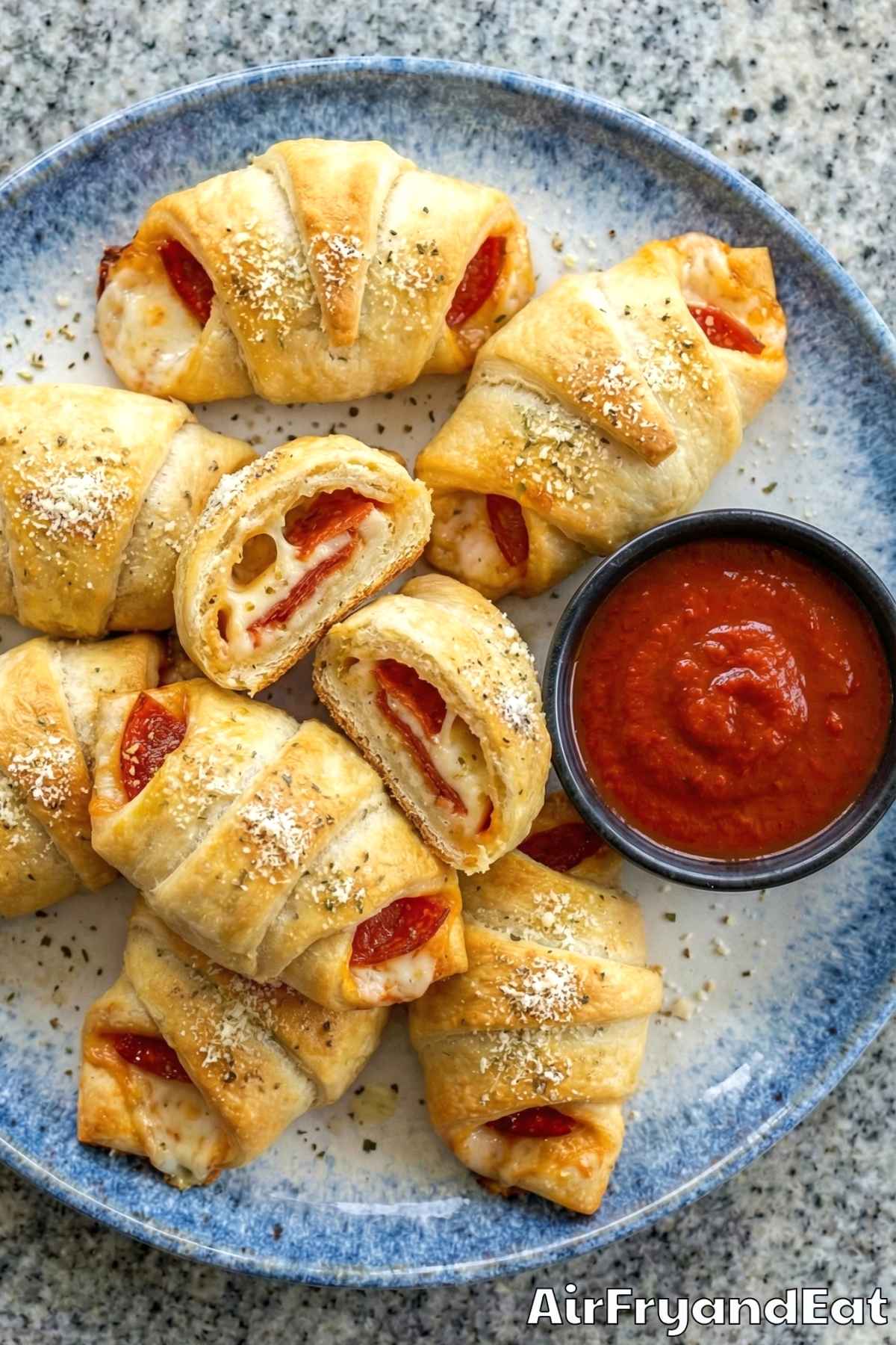Savory air fryer pepperoni pizza rolls