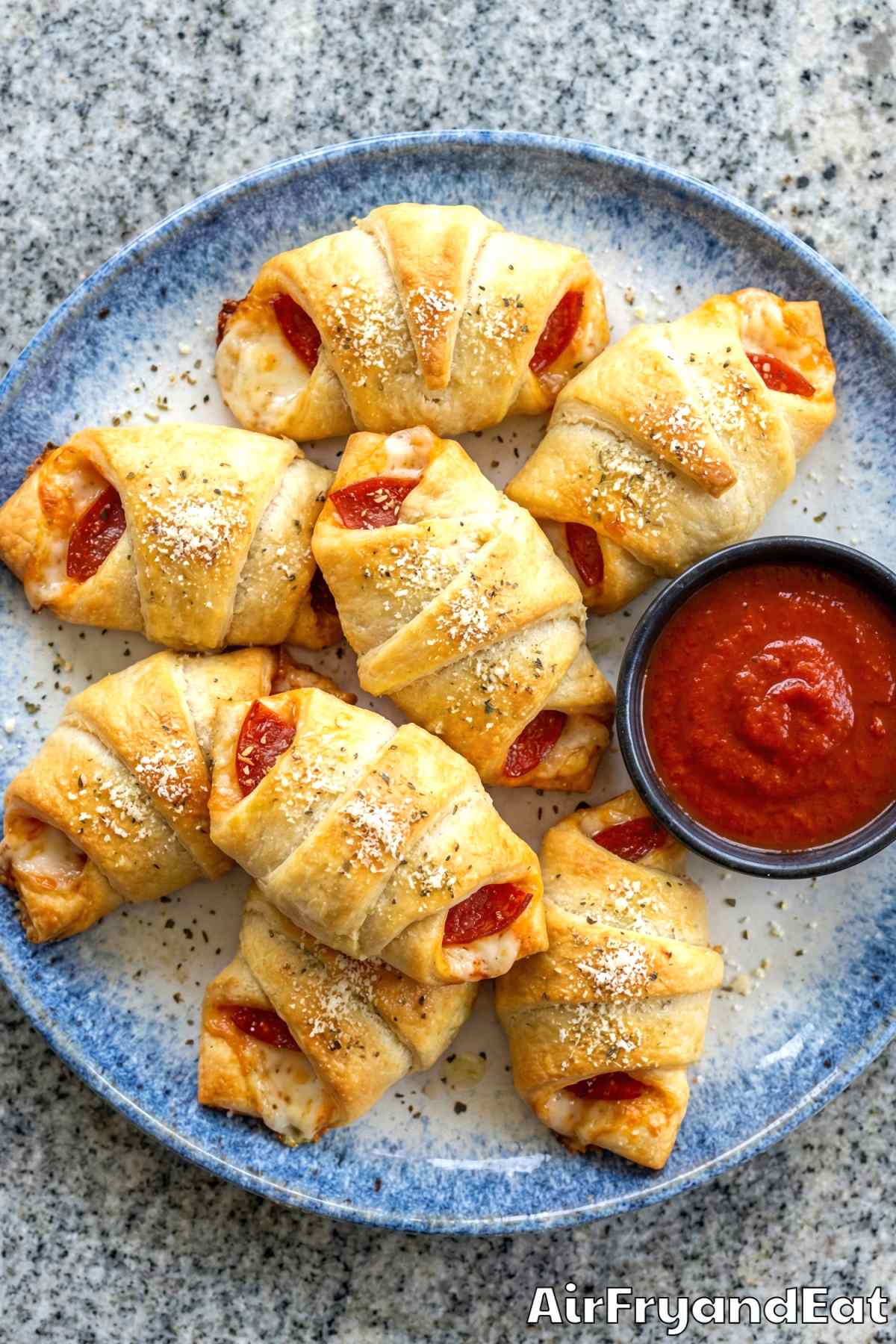 Perfect air fryer pepperoni pizza rolls