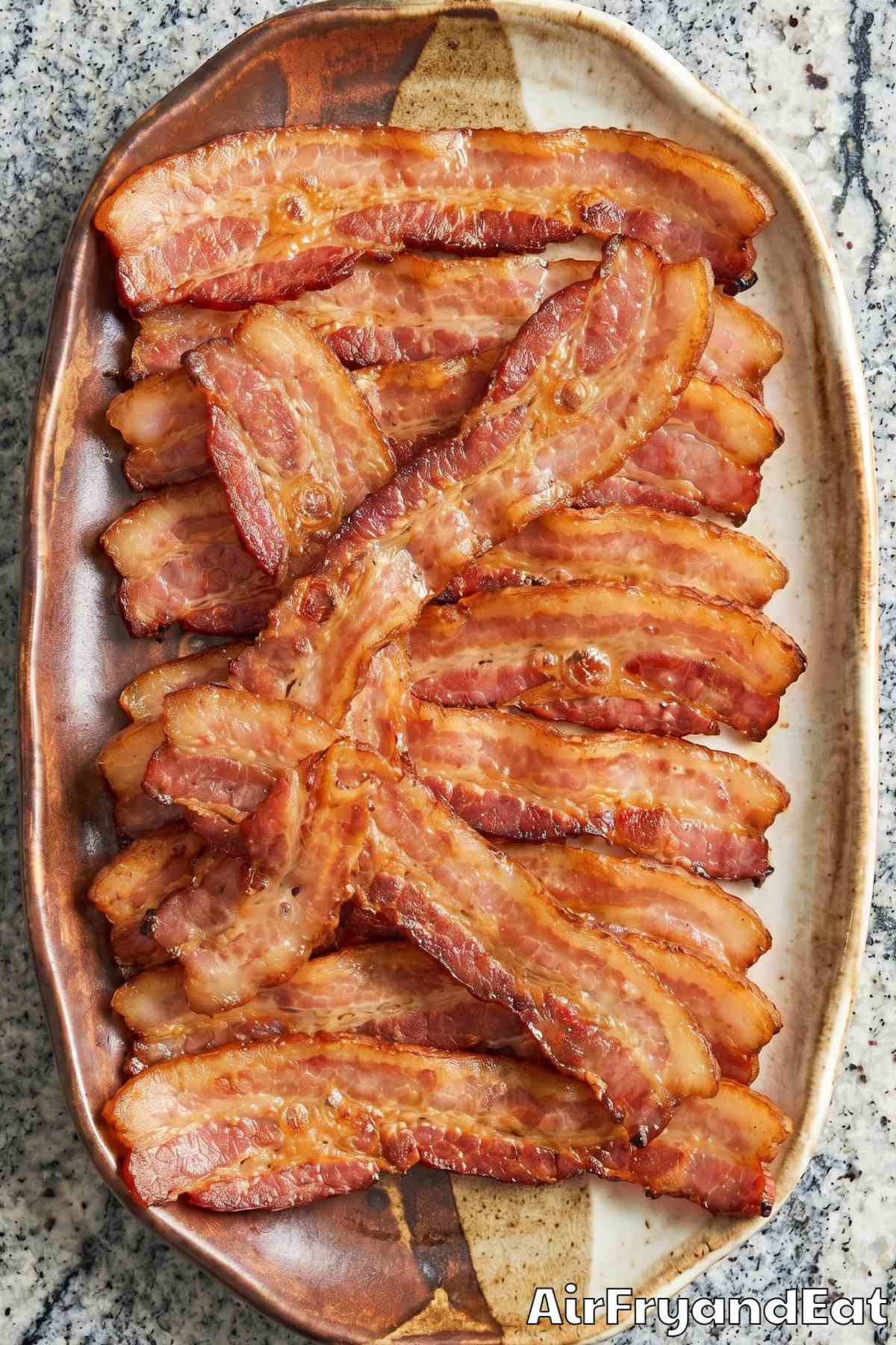 Crunchy air fryer perfect bacon close-up