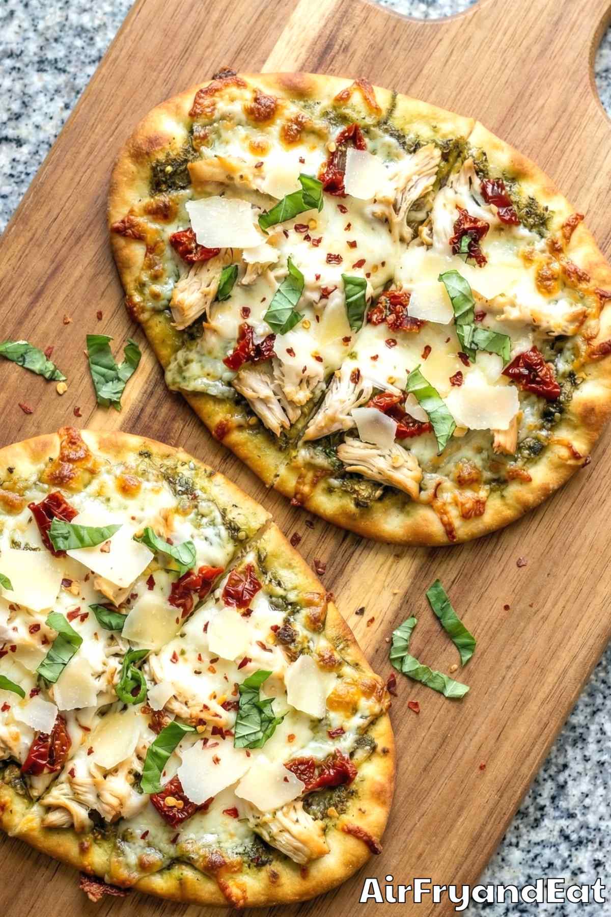 Air Fryer Pesto Chicken Flatbread Step 5