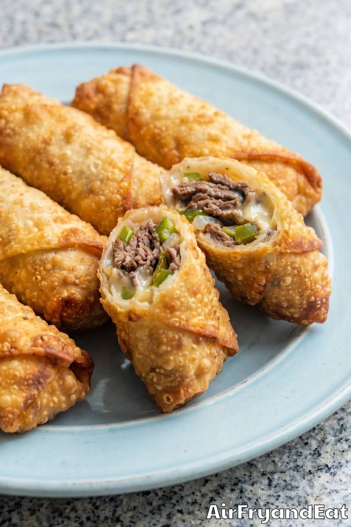 crunchy philly cheesesteak egg rolls