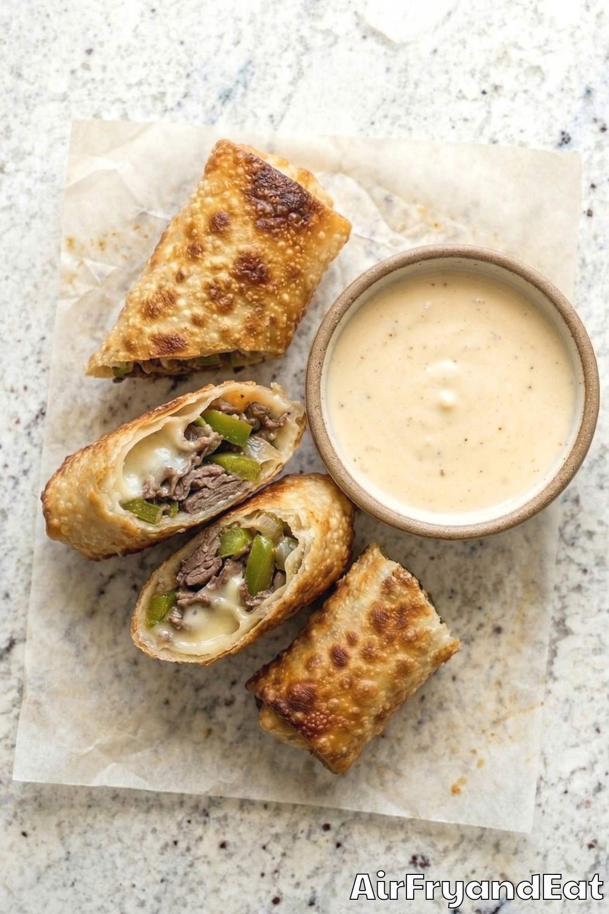 Easy air fryer Philly cheesesteak egg rolls