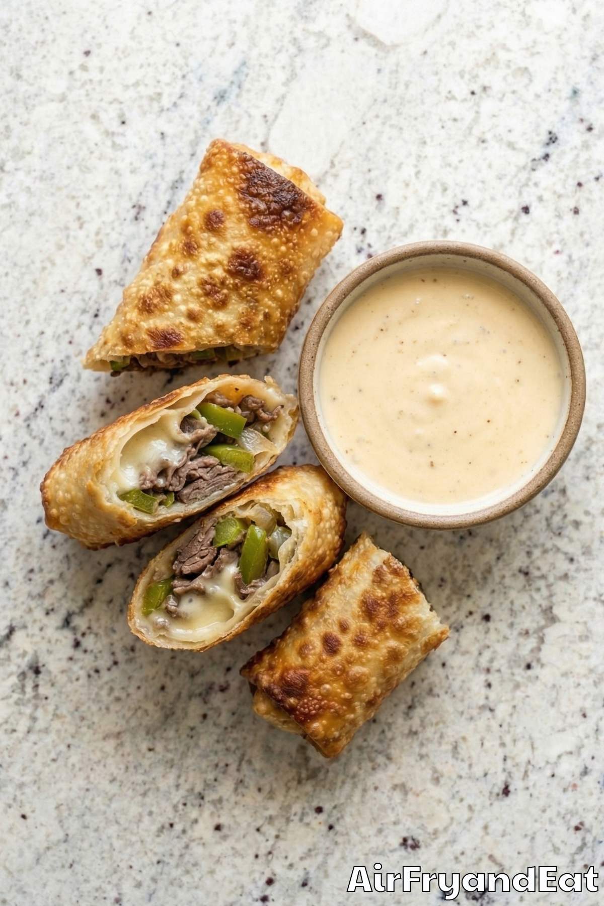 Savory air fryer Philly cheesesteak egg rolls