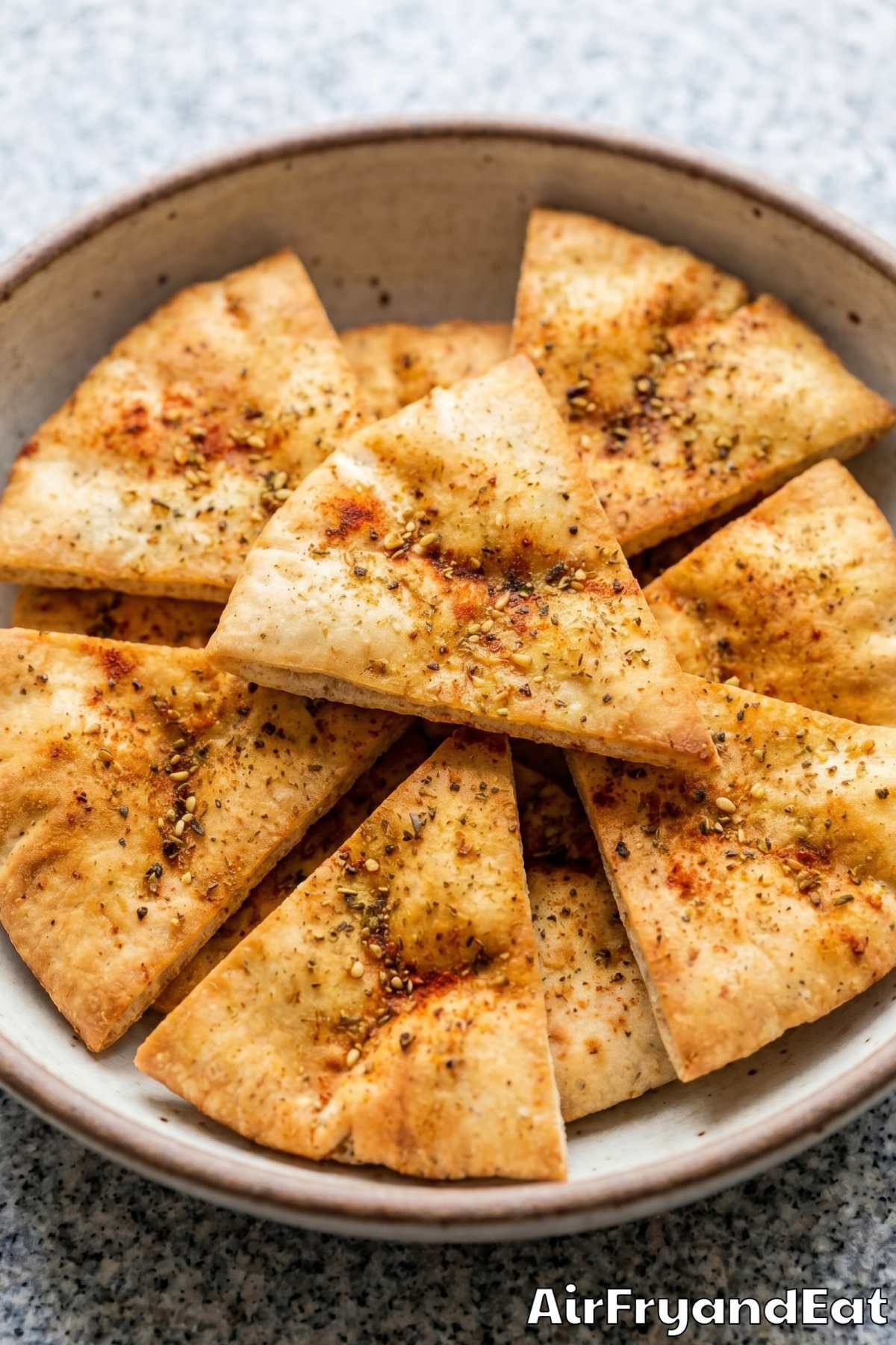 Crunchy homemade air fryer pita chips