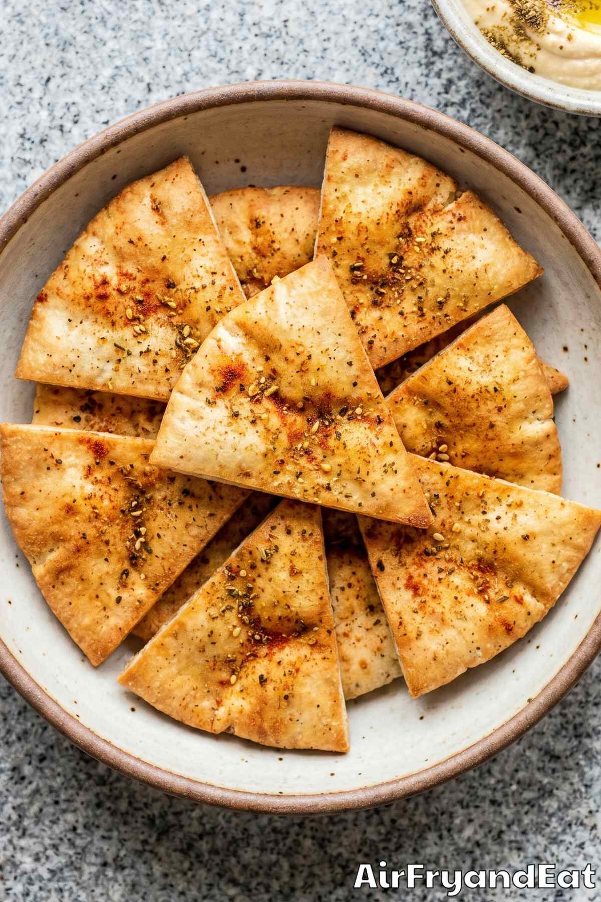 Simple air fryer pita chips ready to eat