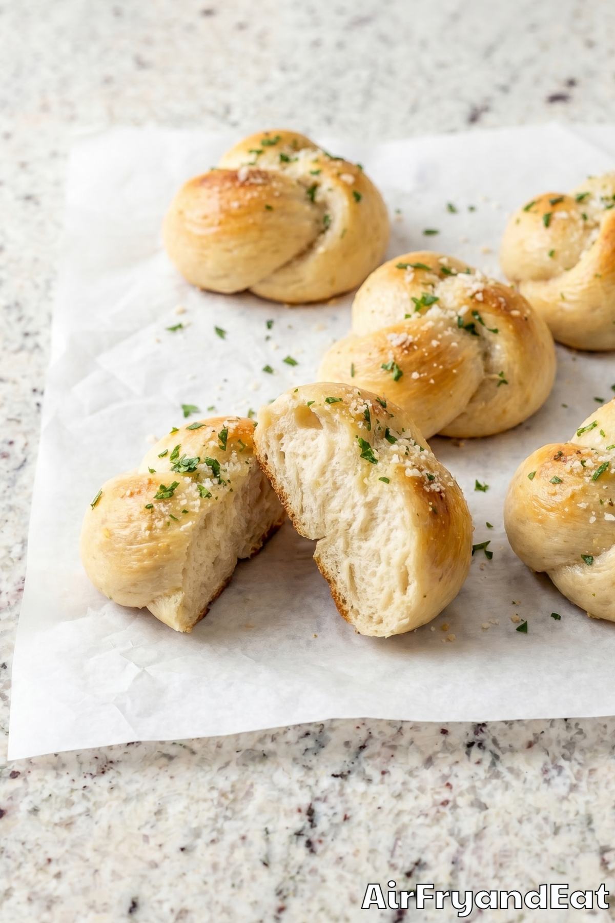 soft air fryer garlic butter knots
