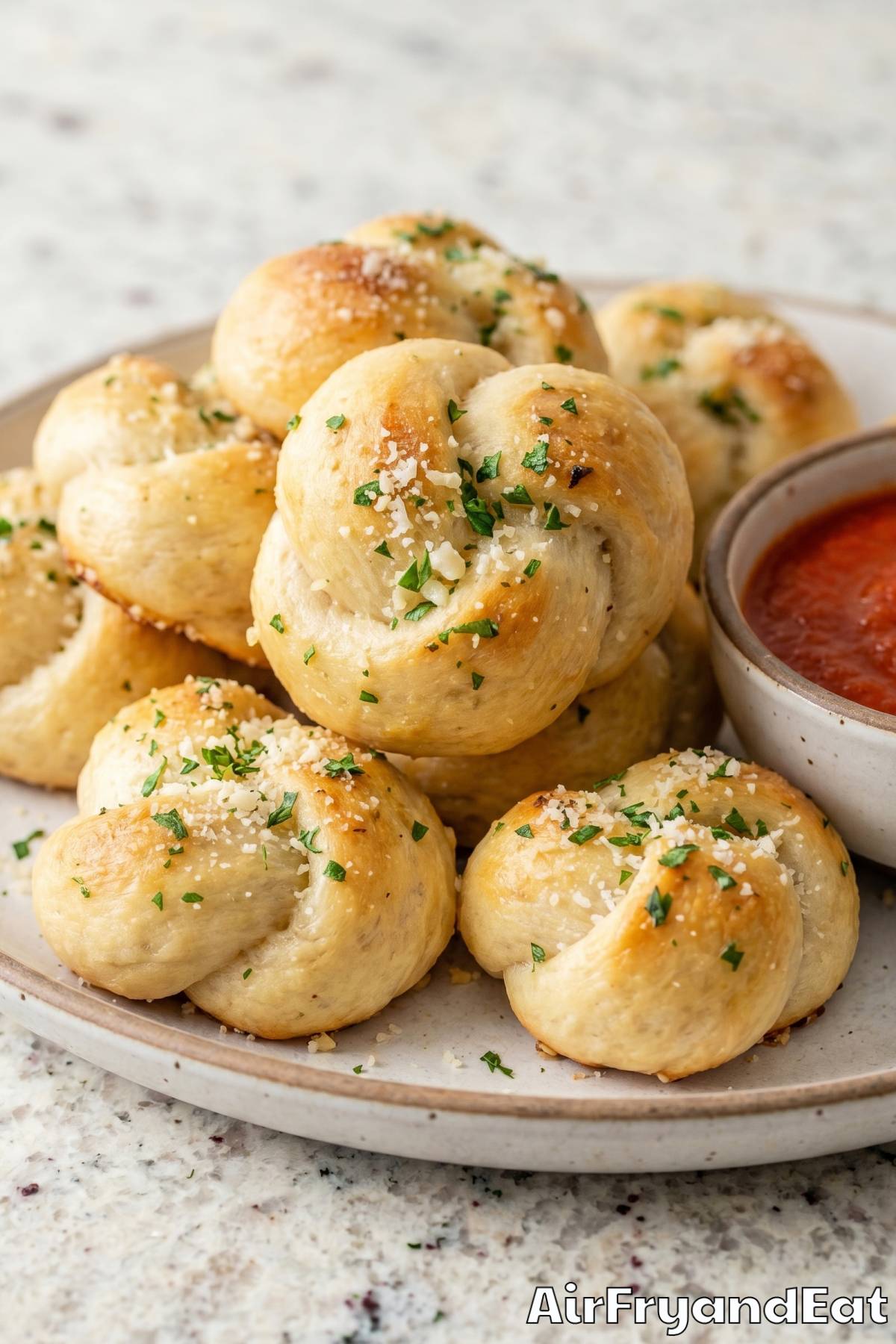 warm pizza dough knots with garlic butter