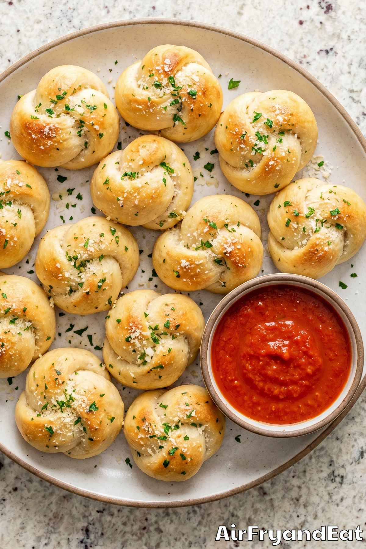 crispy air fryer pizza knots with butter