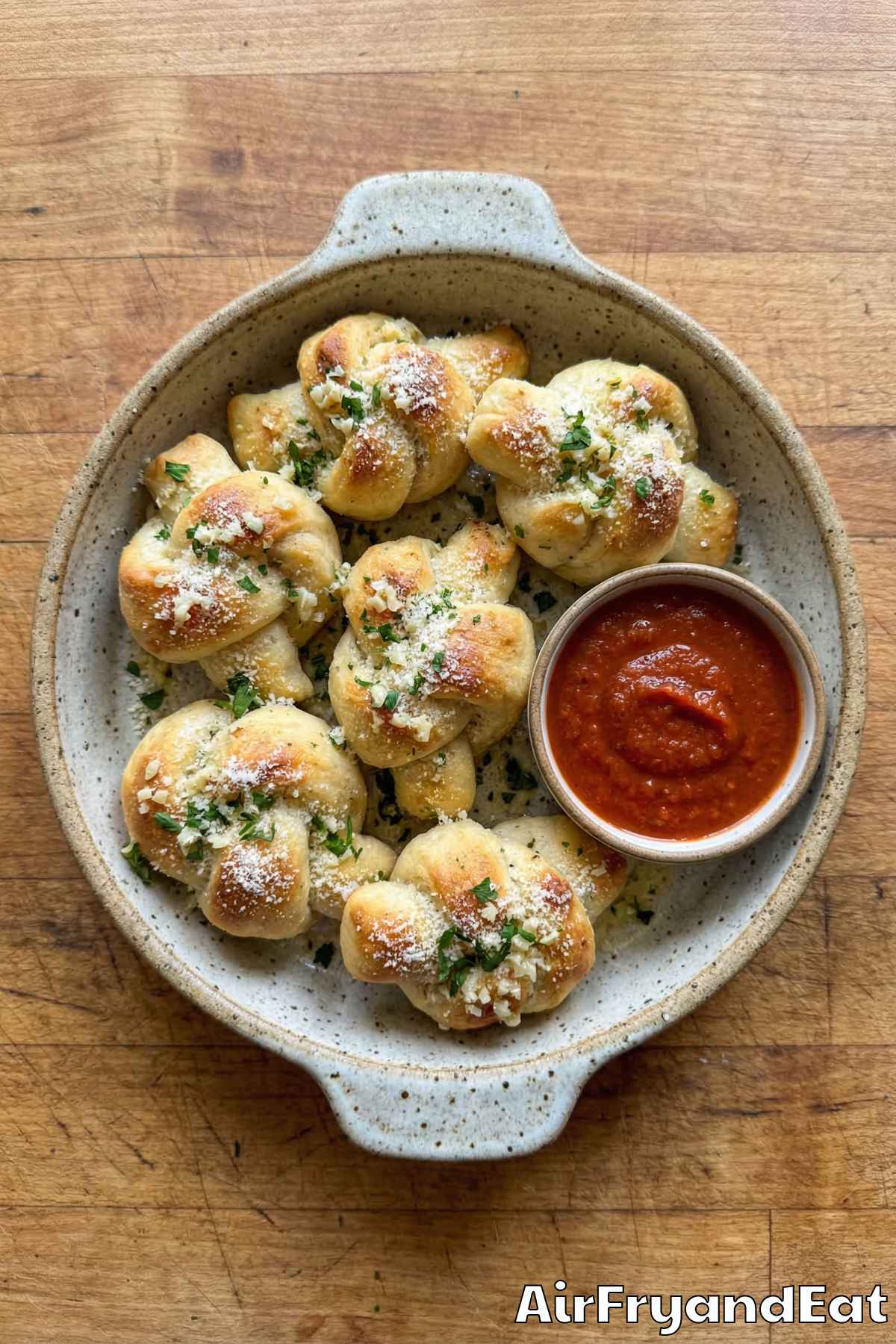 Fluffy pizza dough knots from the air fryer