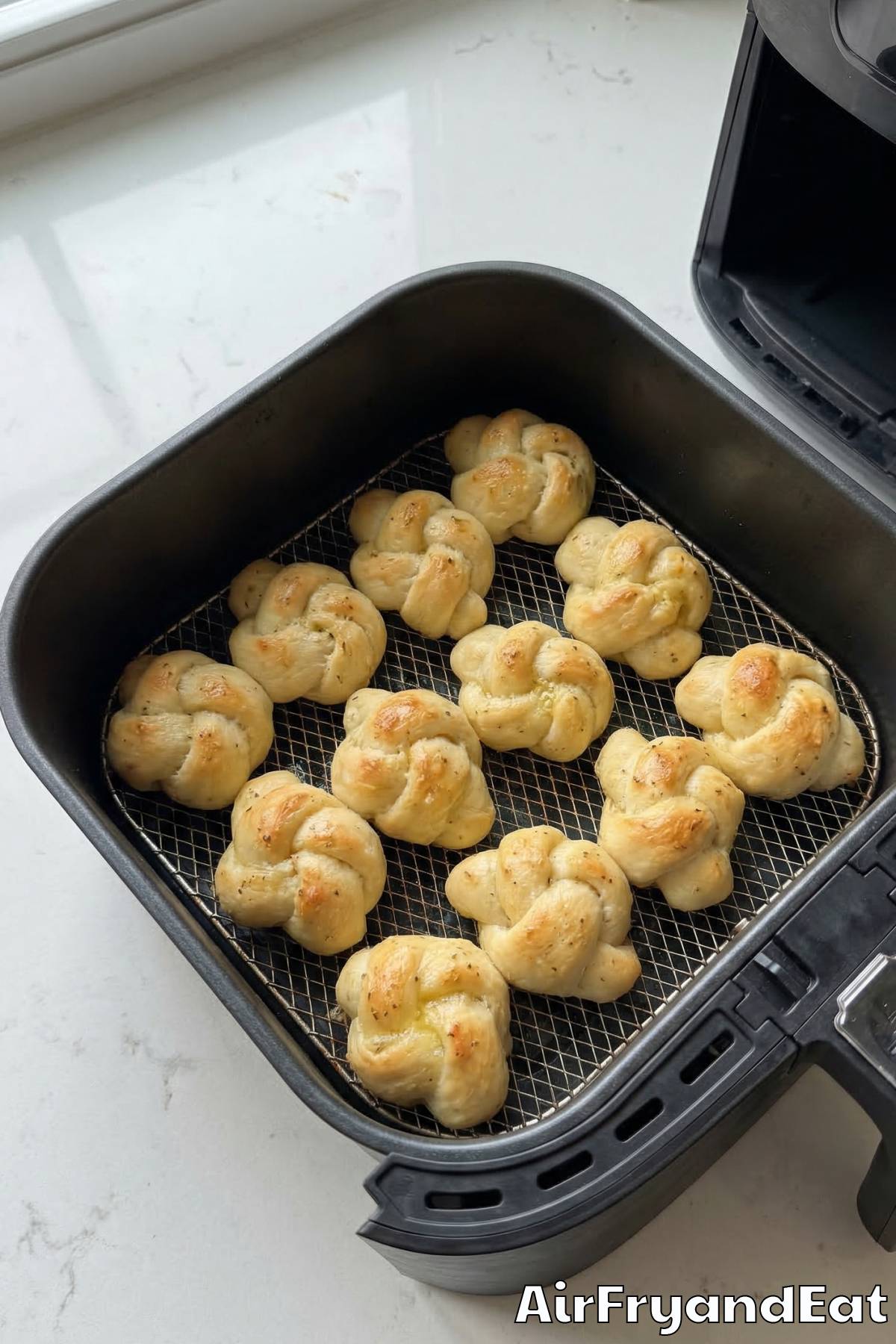 Air Fryer Pizza Dough Knots with Garlic Butter Step 4