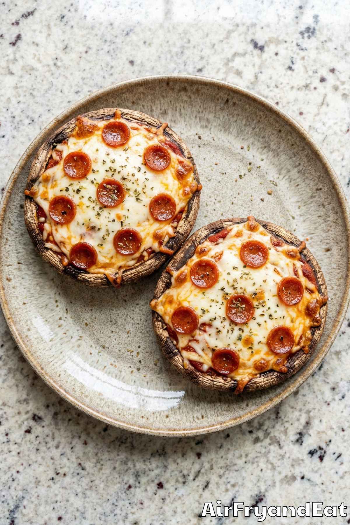 Melty pizza stuffed portobello mushrooms