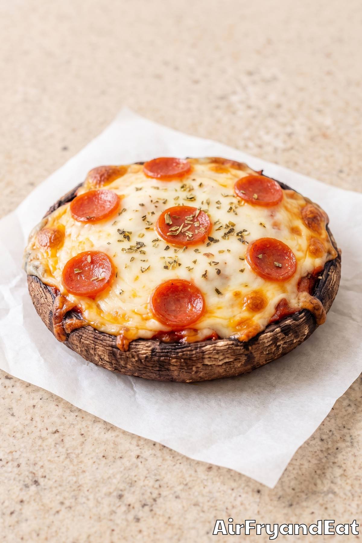Cheesy stuffed portobello pizza caps
