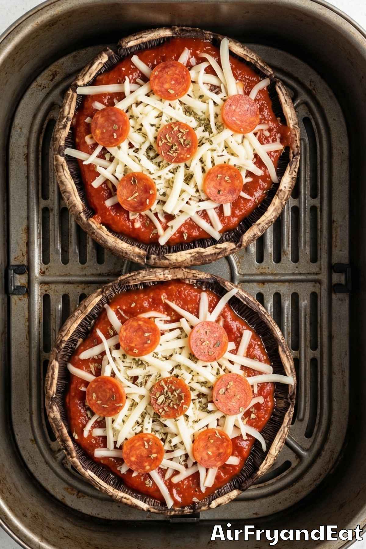 Air Fryer Pizza Stuffed Portobello Mushrooms Step 5