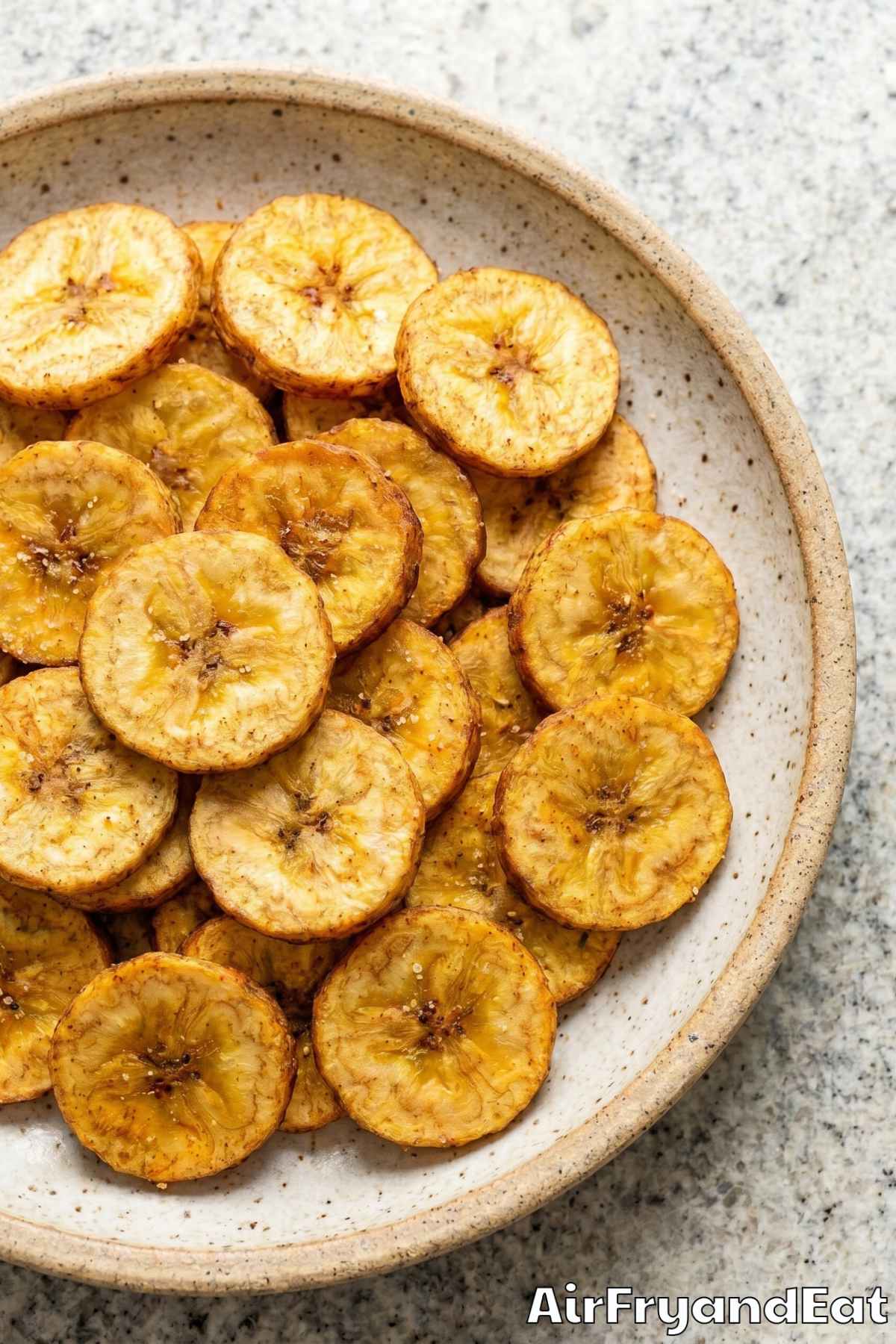 Crunchy homemade air fryer plantain chips