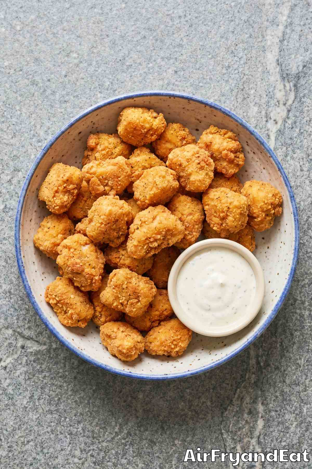 Easy air fryer popcorn chicken close-up