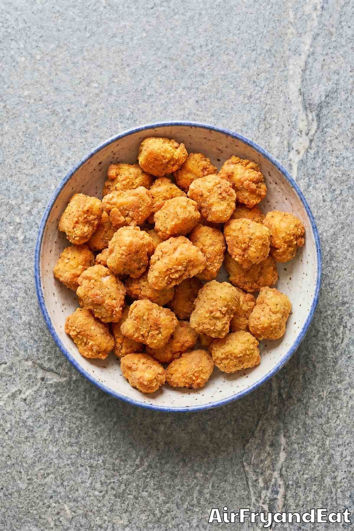 Juicy air fryer popcorn chicken pieces