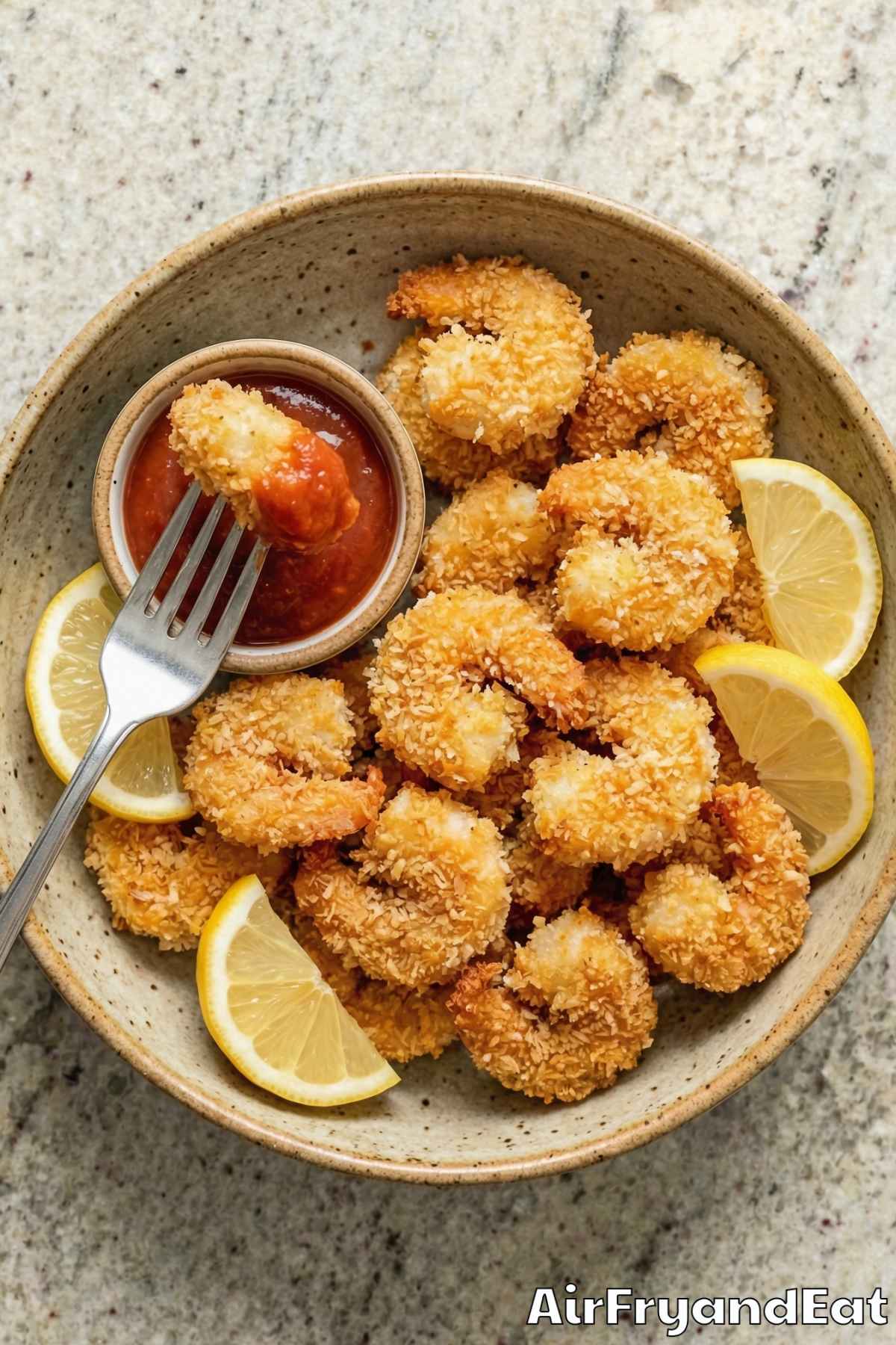 Simple air fryer popcorn shrimp snack