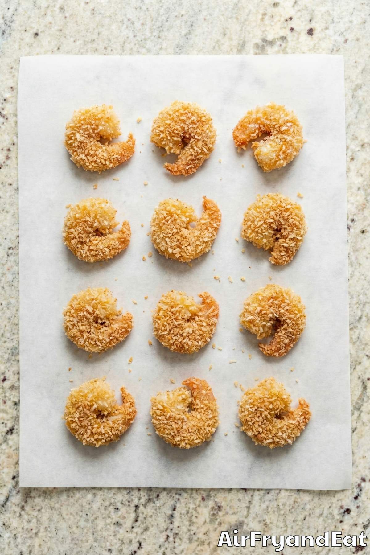 Perfect golden air fryer popcorn shrimp