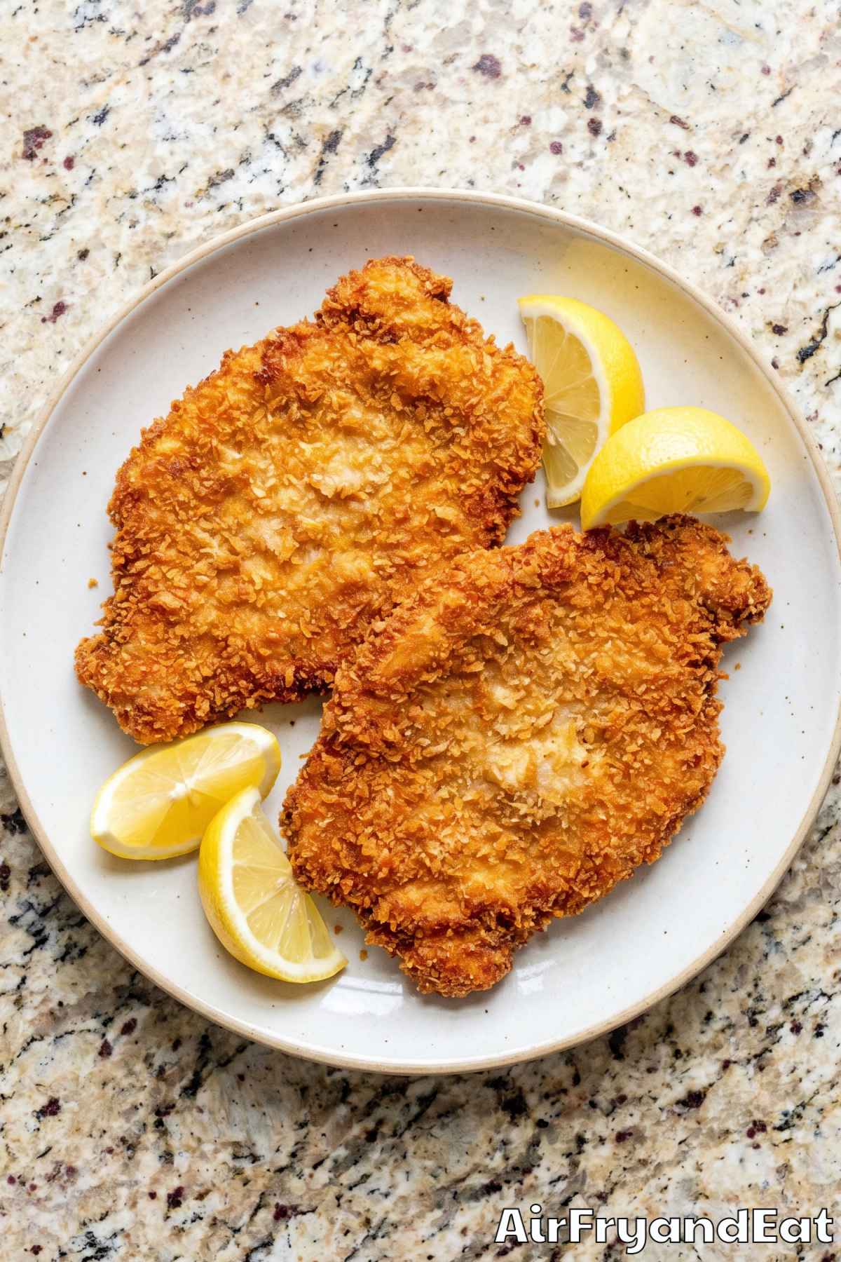 Tender air fryer pork schnitzel sliced open