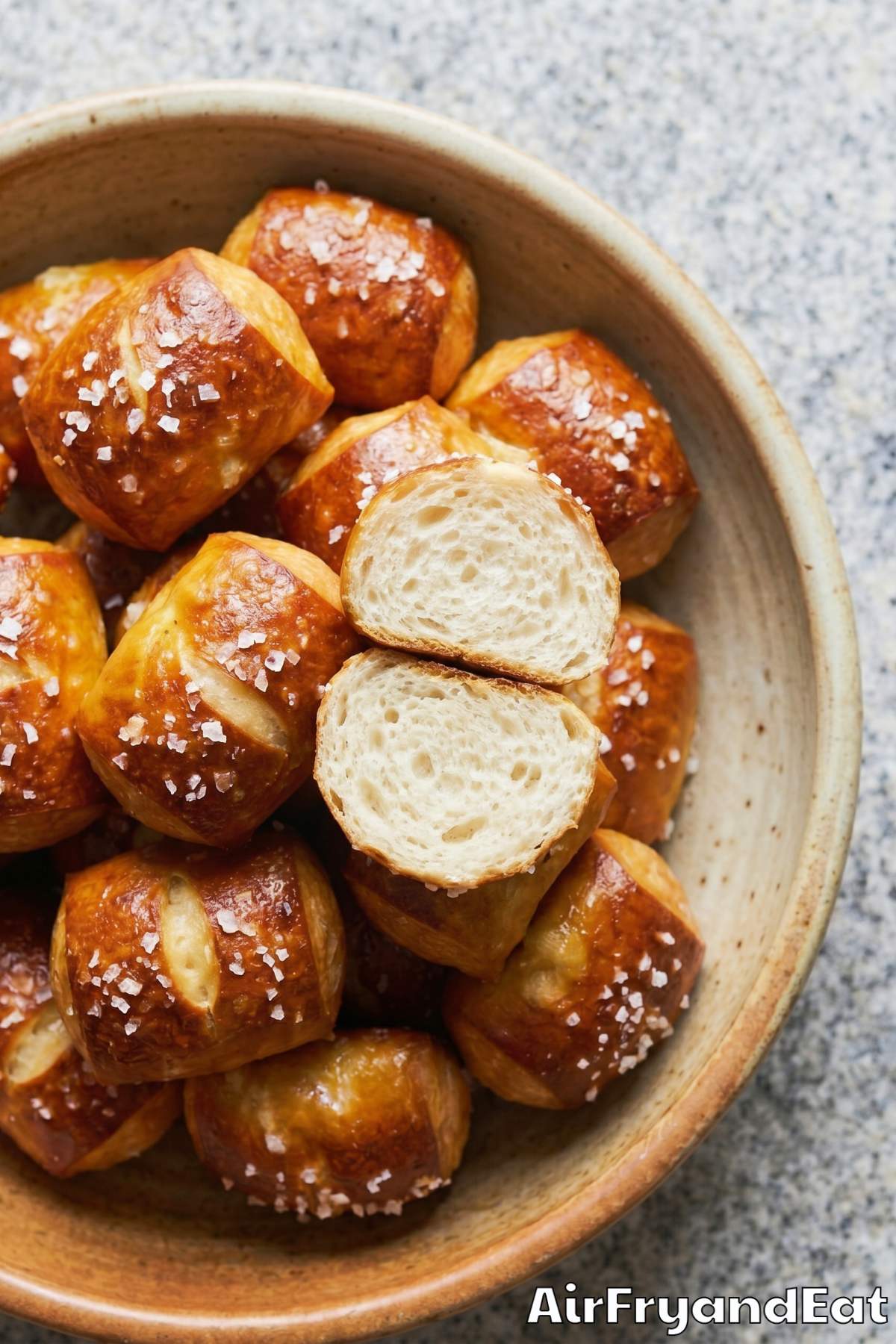 Easy air fryer pretzel bites ready to eat